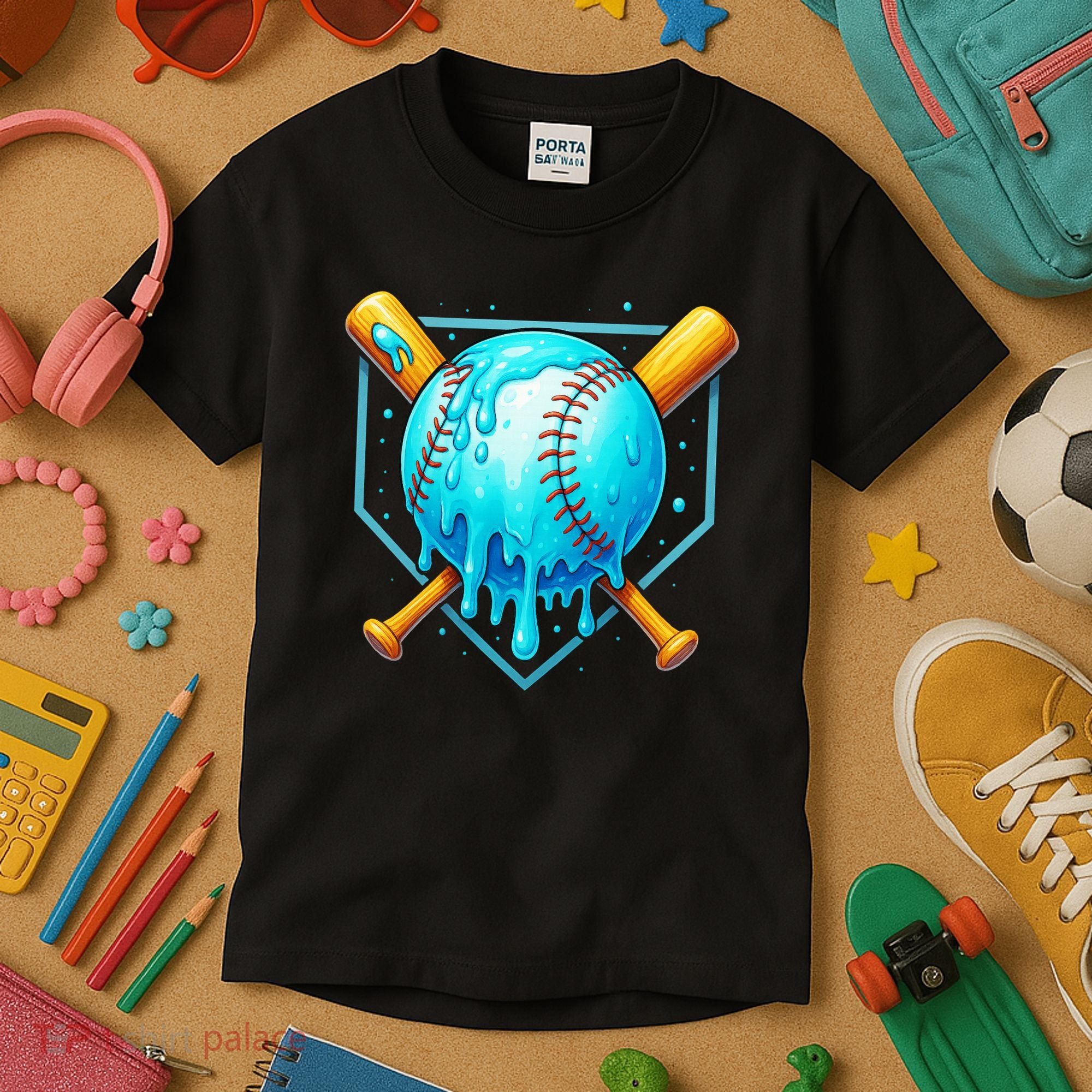 Baseball Drip Home Plate Ice Cream Kids T-Shirt