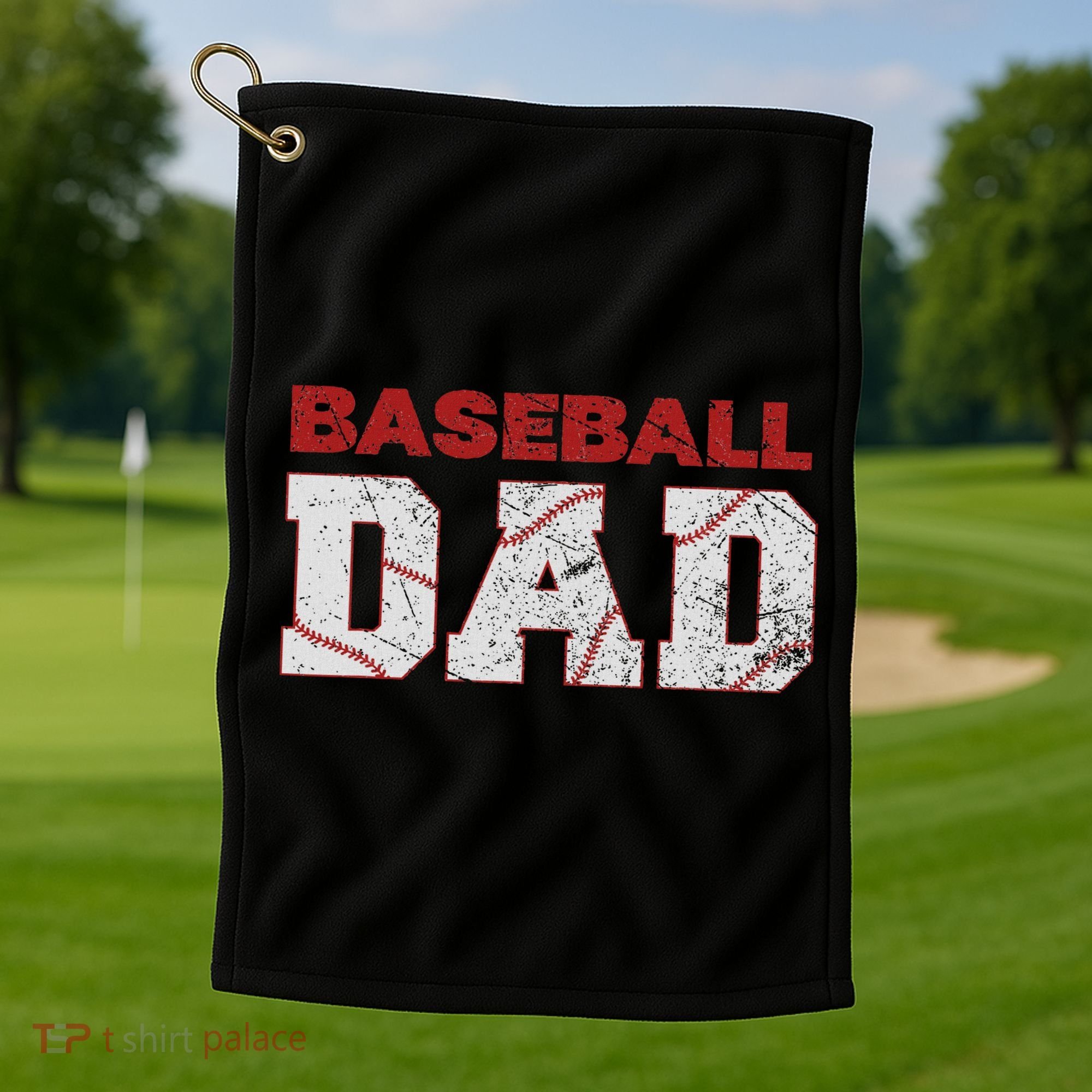 Baseball Dad Happy Fathers Day Golf Towel