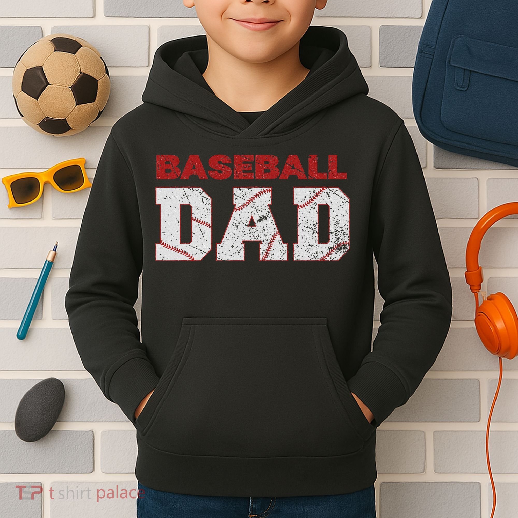 Baseball Dad Happy Fathers Day Kids Hoodie