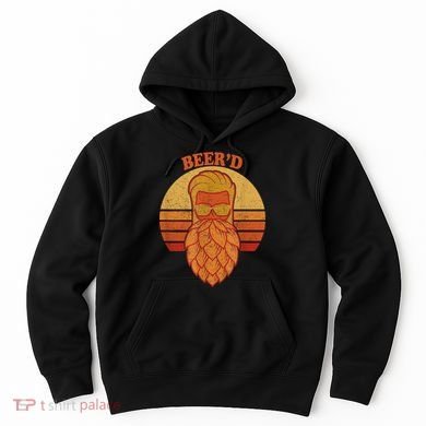 Beer D Hops Beard Beer Garden Retro Sunset Hoodie
