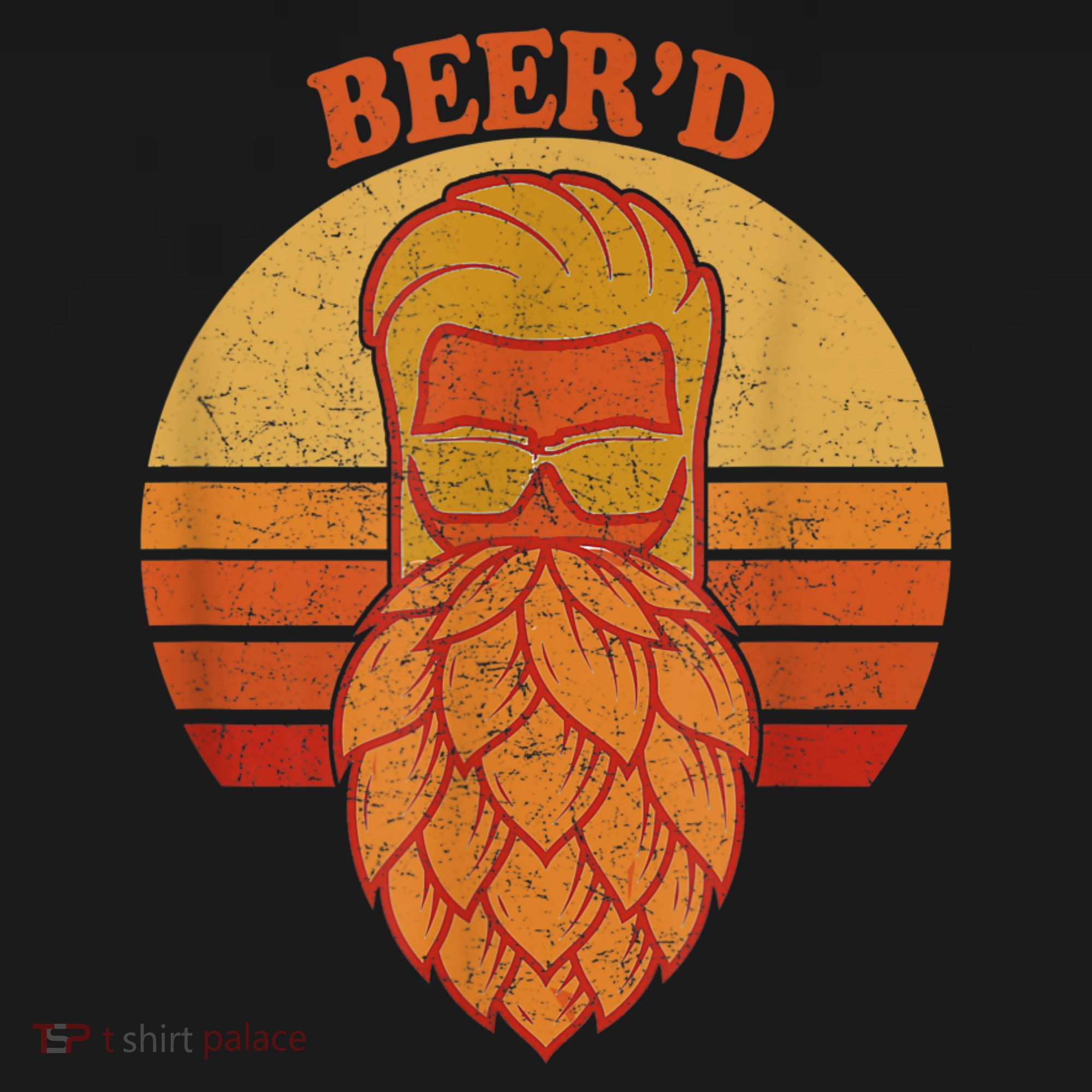Beer D Hops Beard Beer Garden Retro Sunset Hoodie