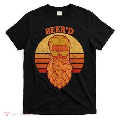 Beer D Hops Beard Beer Garden Retro Sunset T-Shirt