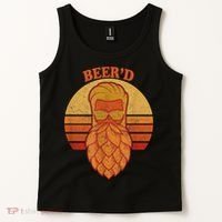 Beer D Hops Beard Beer Garden Retro Sunset Tank Top thumb 2