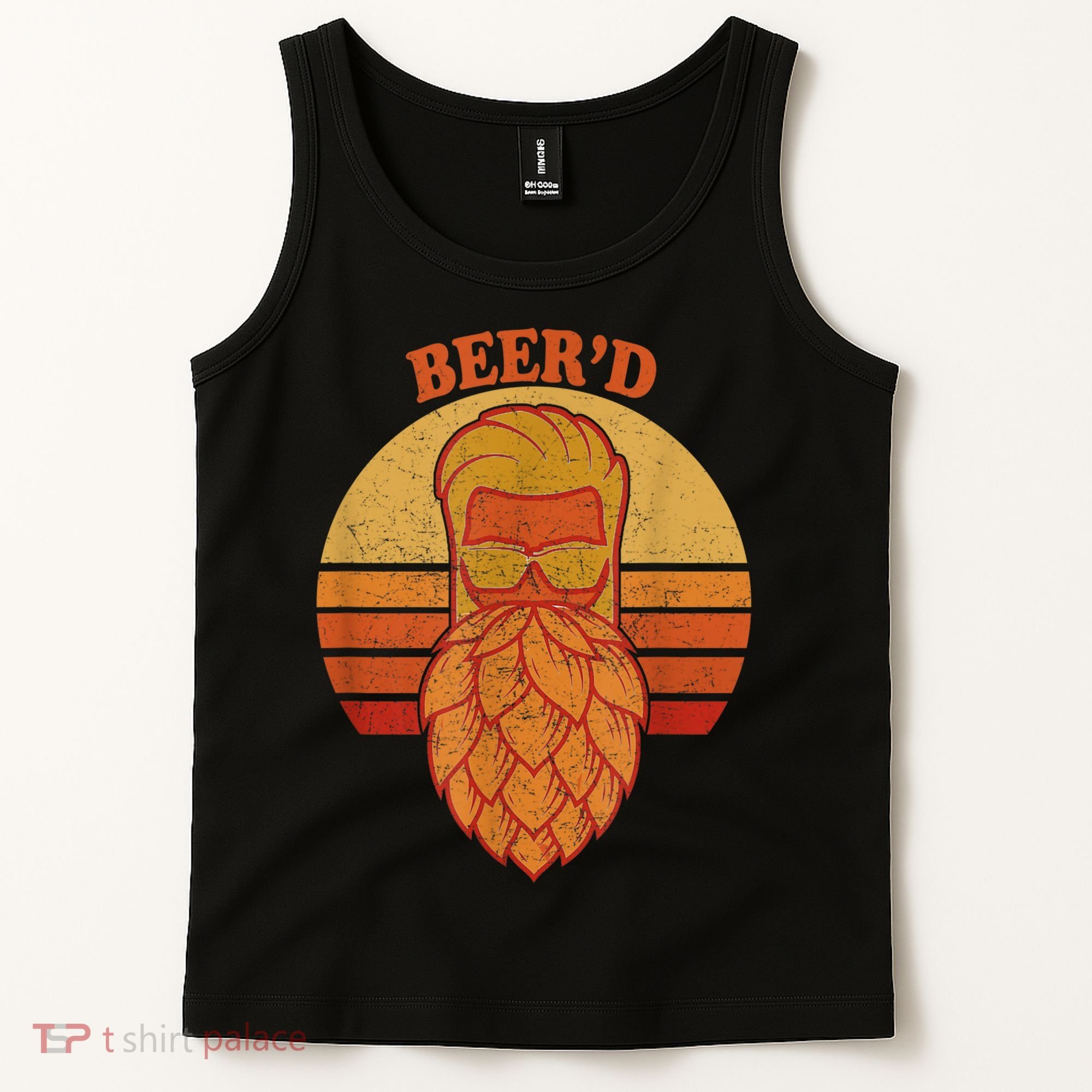 Beer D Hops Beard Beer Garden Retro Sunset Tank Top