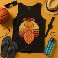 Beer D Hops Beard Beer Garden Retro Sunset Tank Top thumb 4
