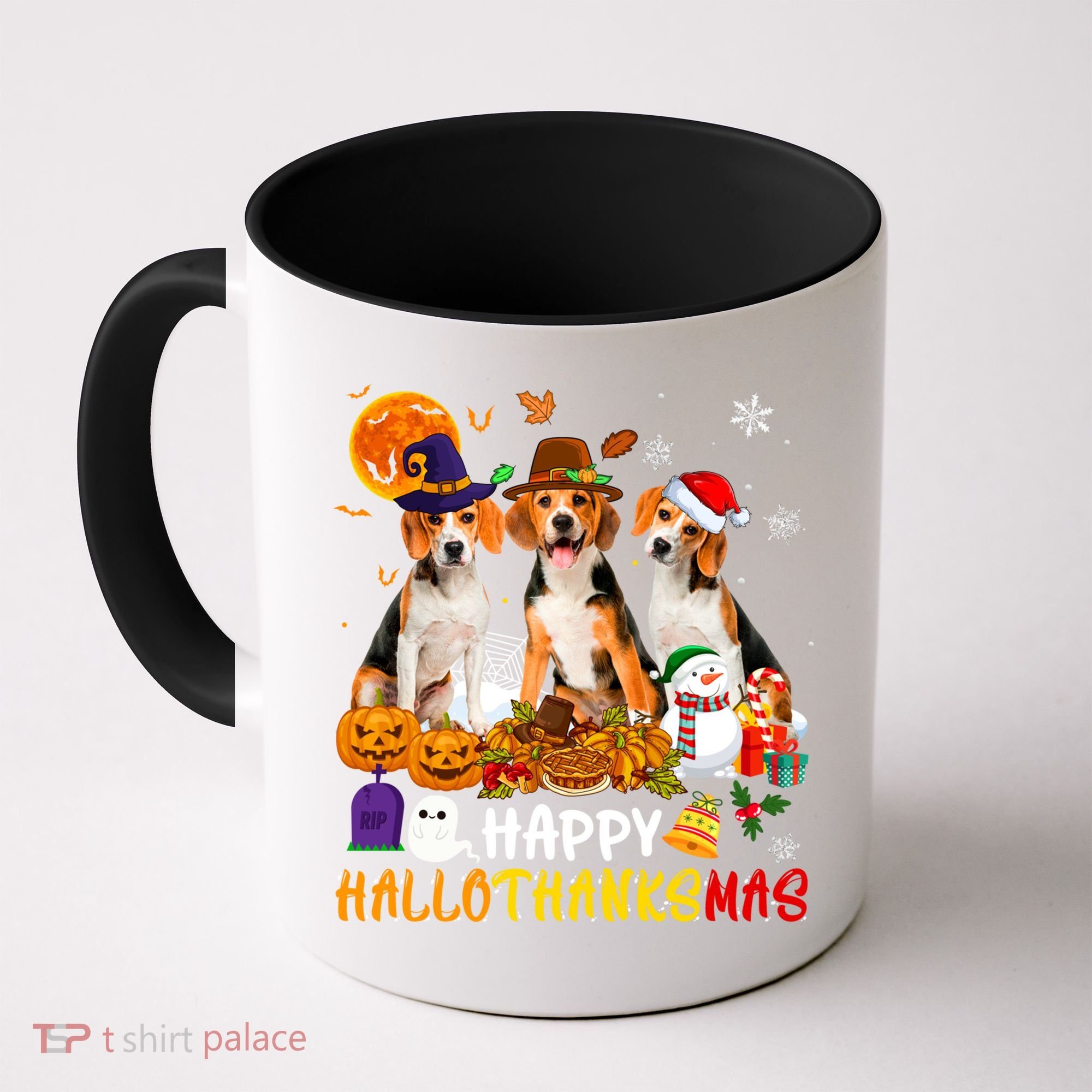 Beagle Dog Happy Hallothanksmas Xmas Dog Lover Meaningful Gift Coffee Mug