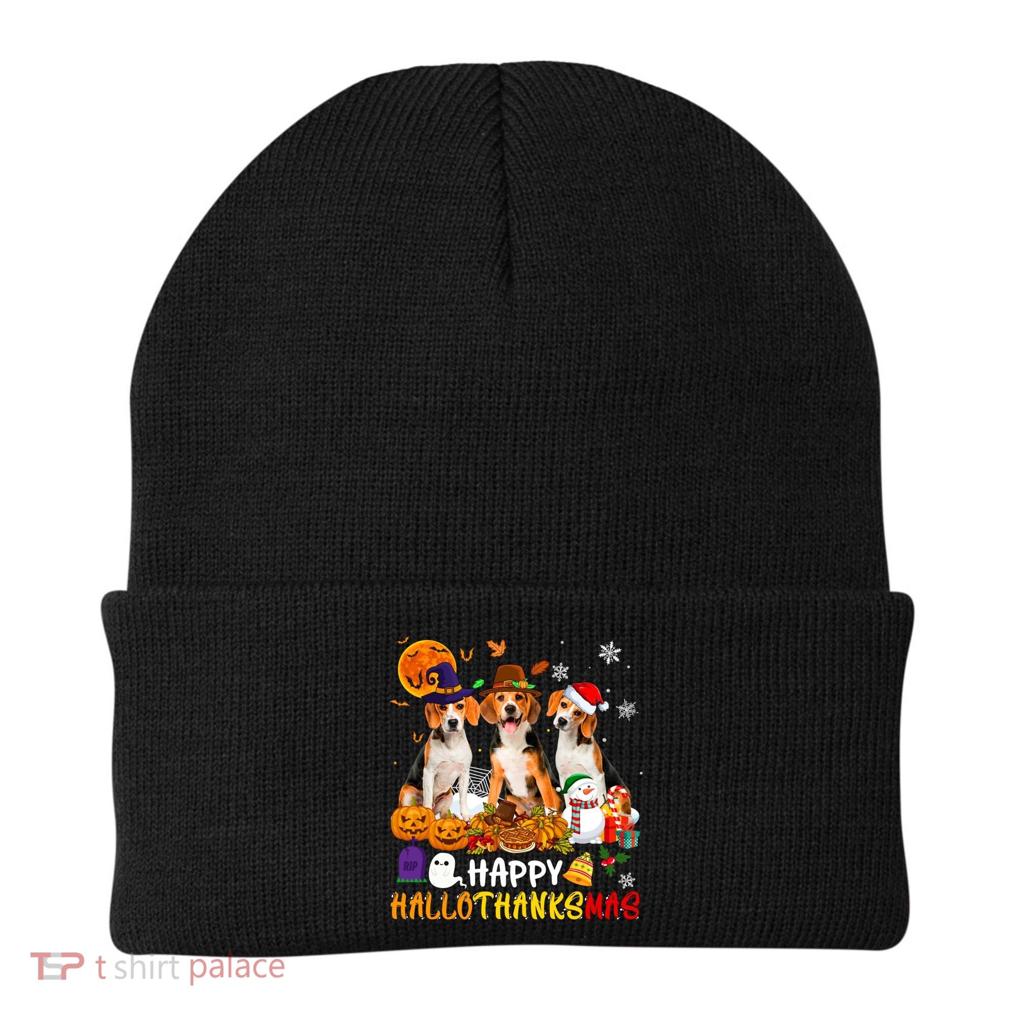 Beagle Dog Happy Hallothanksmas Xmas Dog Lover Meaningful Gift Beanie