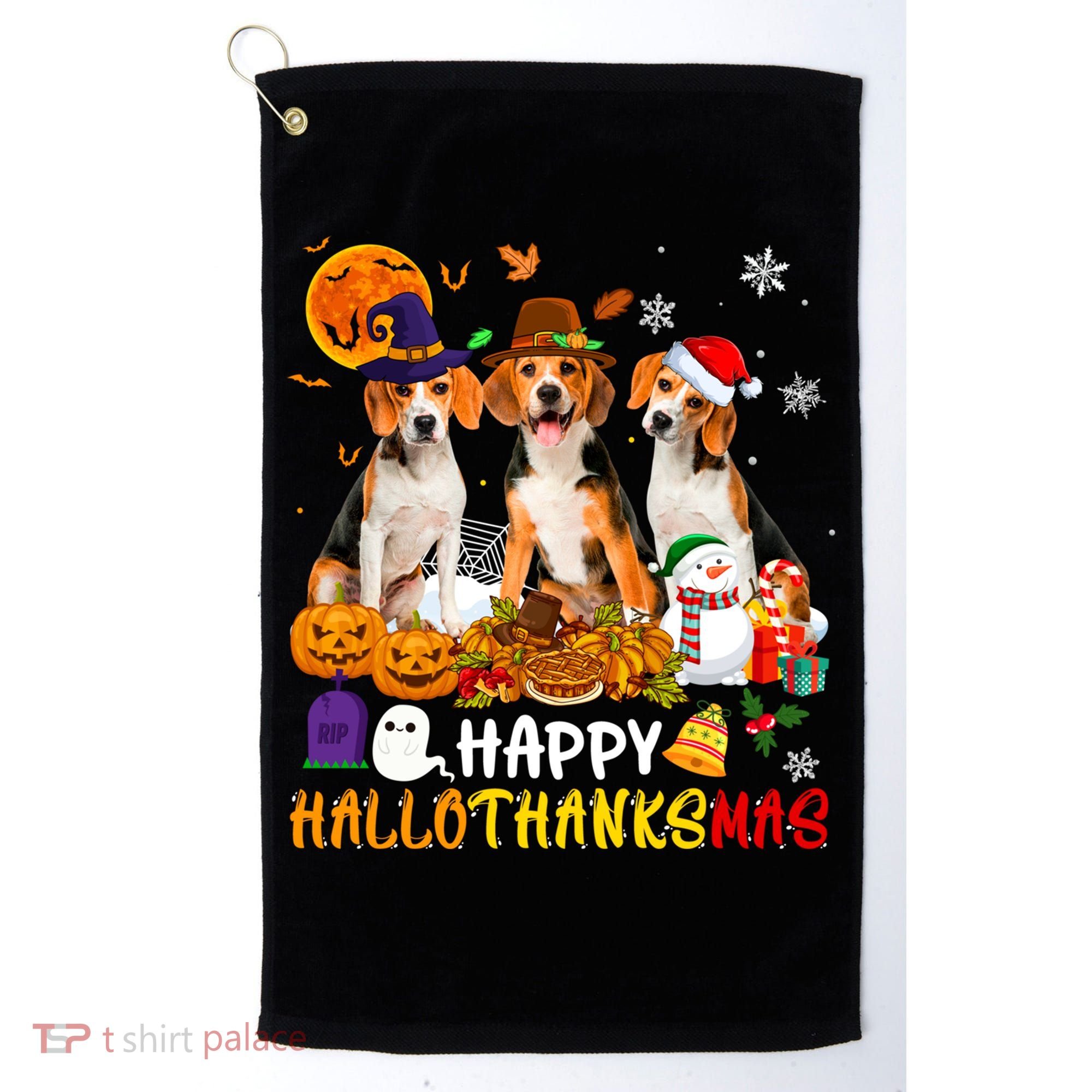 Beagle Dog Happy Hallothanksmas Xmas Dog Lover Meaningful Gift Golf Towel