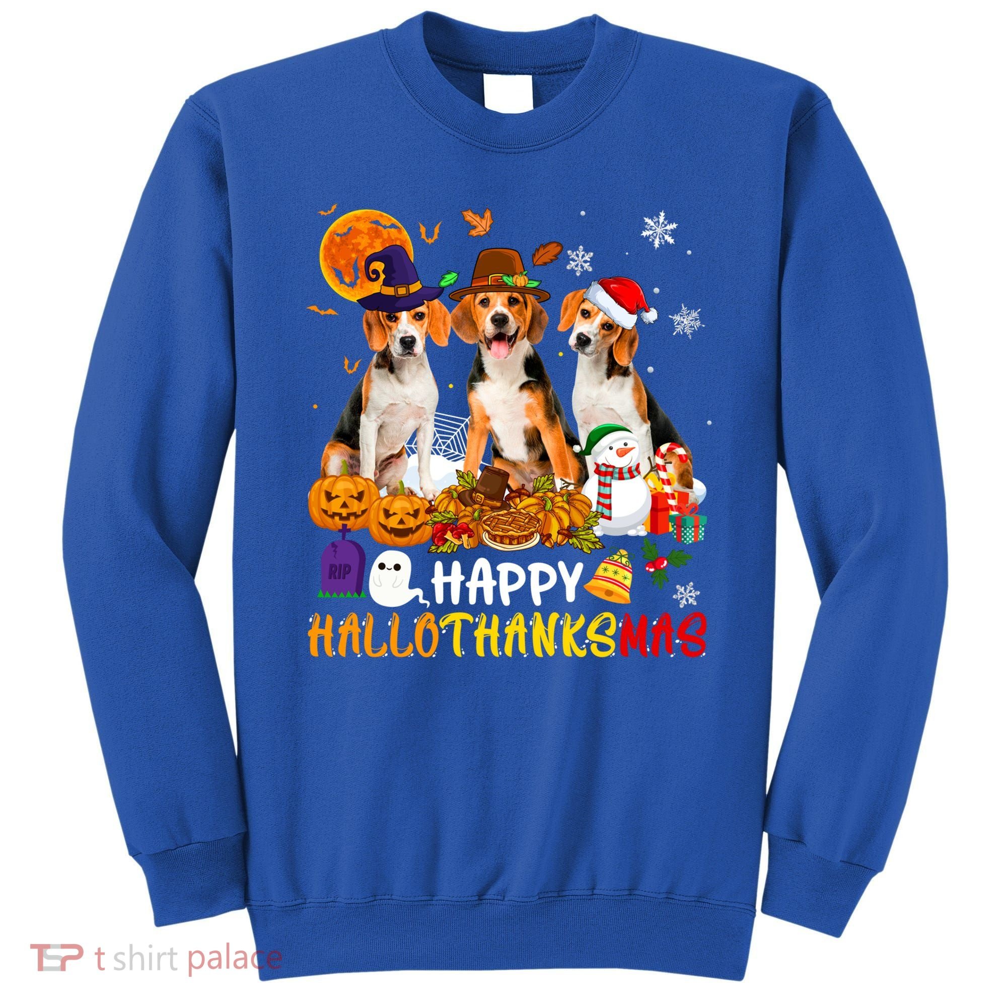 Beagle Dog Happy Hallothanksmas Xmas Dog Lover Meaningful Gift Sweatshirt