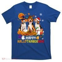 Beagle Dog Happy Hallothanksmas Xmas Dog Lover Meaningful Gift T-Shirt thumb 0