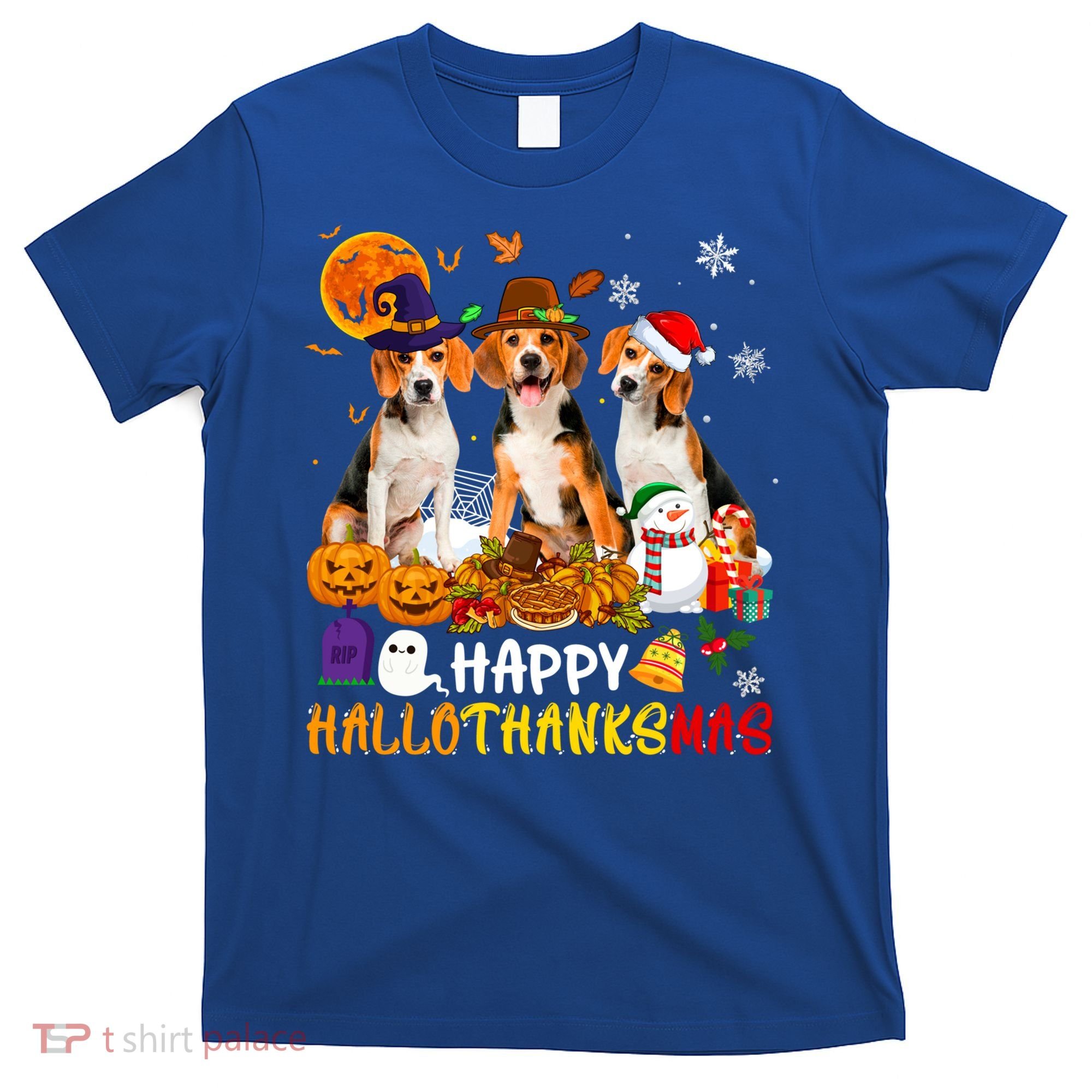 Beagle Dog Happy Hallothanksmas Xmas Dog Lover Meaningful Gift T-Shirt