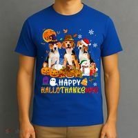 Beagle Dog Happy Hallothanksmas Xmas Dog Lover Meaningful Gift T-Shirt thumb 3