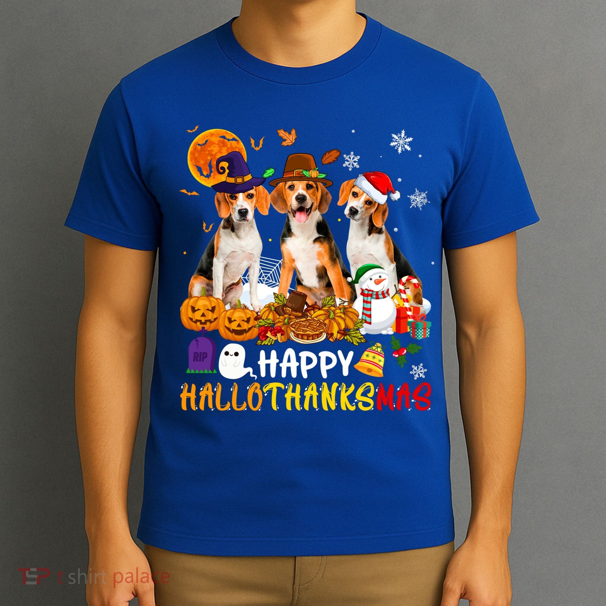 Beagle Dog Happy Hallothanksmas Xmas Dog Lover Meaningful Gift T-Shirt