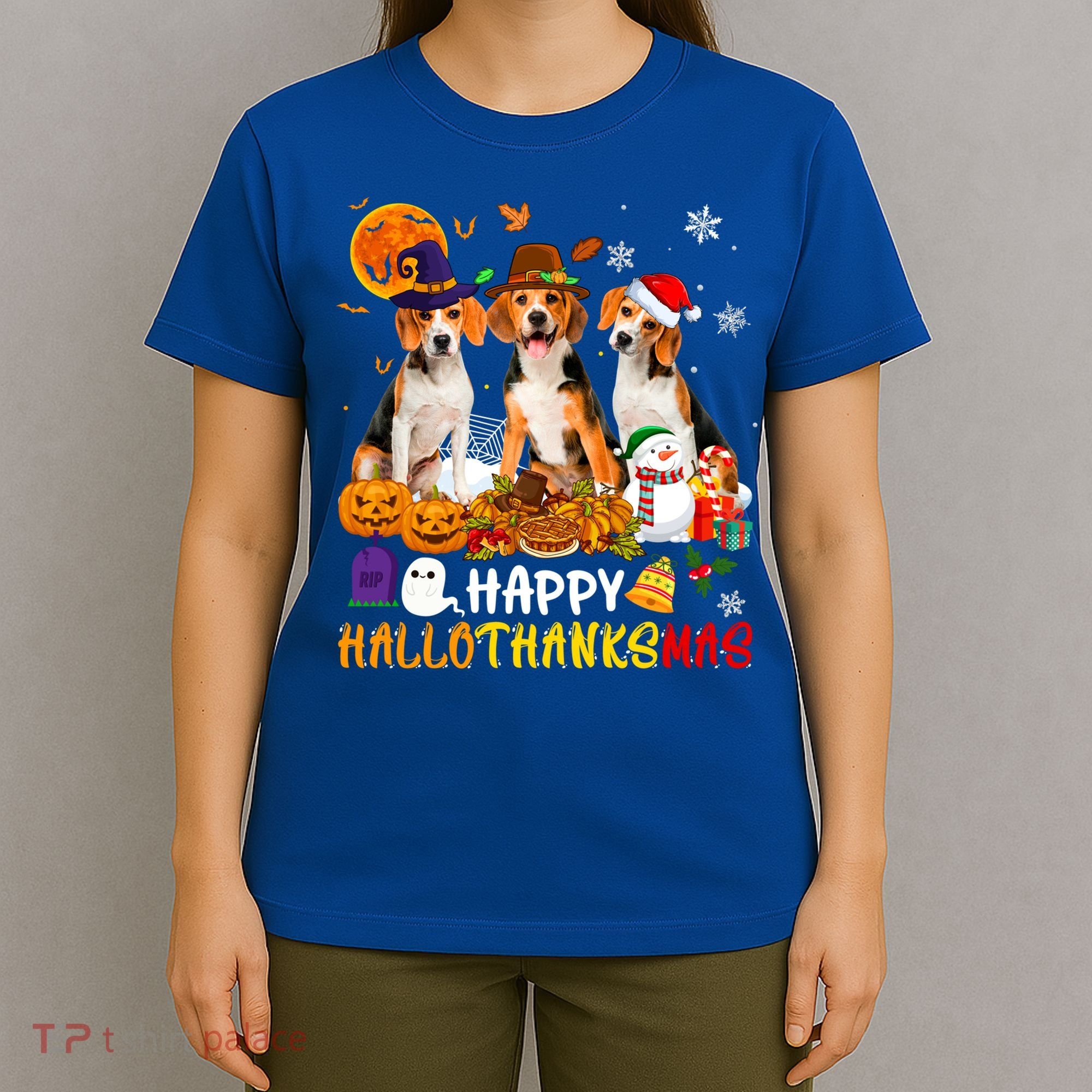 Beagle Dog Happy Hallothanksmas Xmas Dog Lover Meaningful Gift T-Shirt