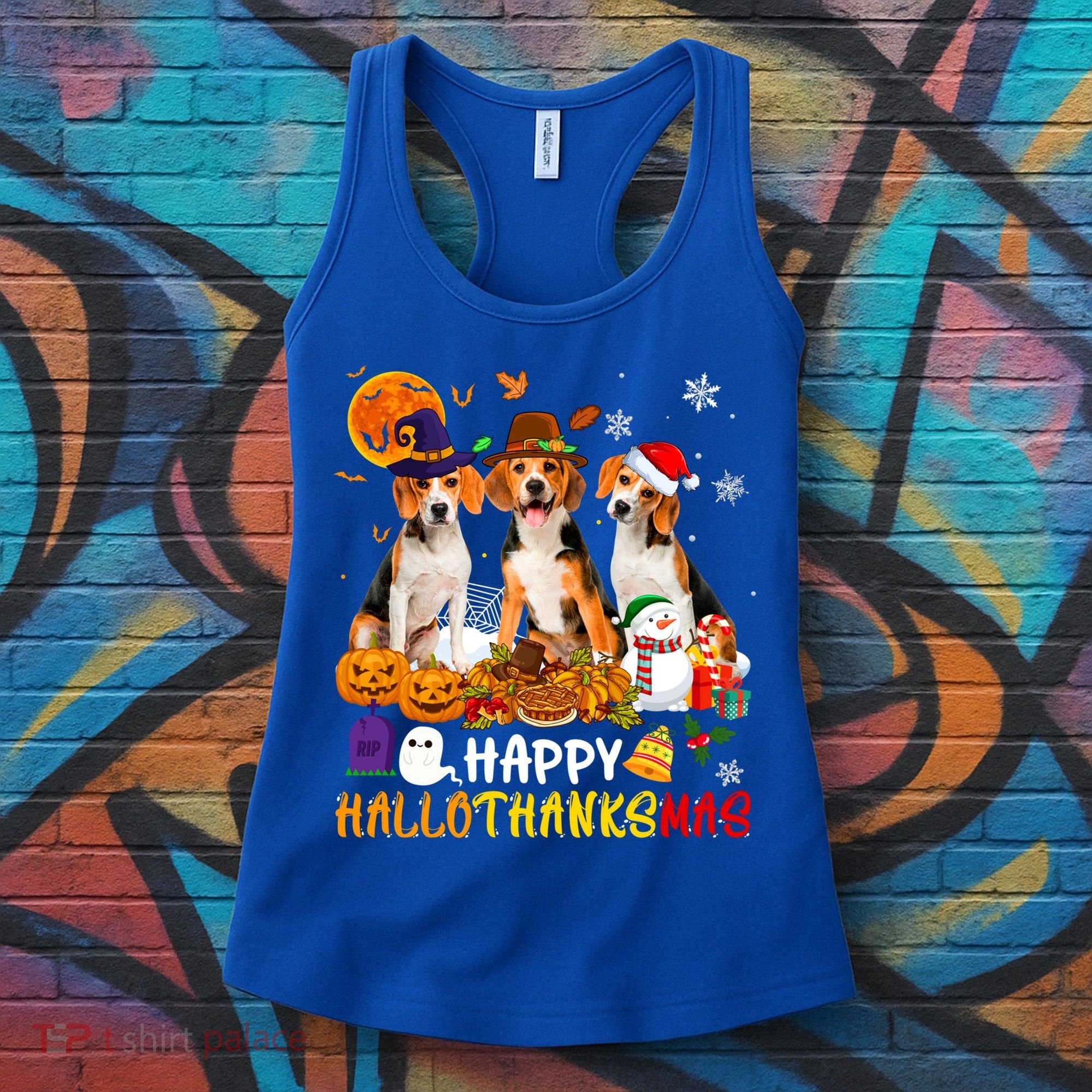 Beagle Dog Happy Hallothanksmas Xmas Dog Lover Meaningful Gift Women's Tank Top