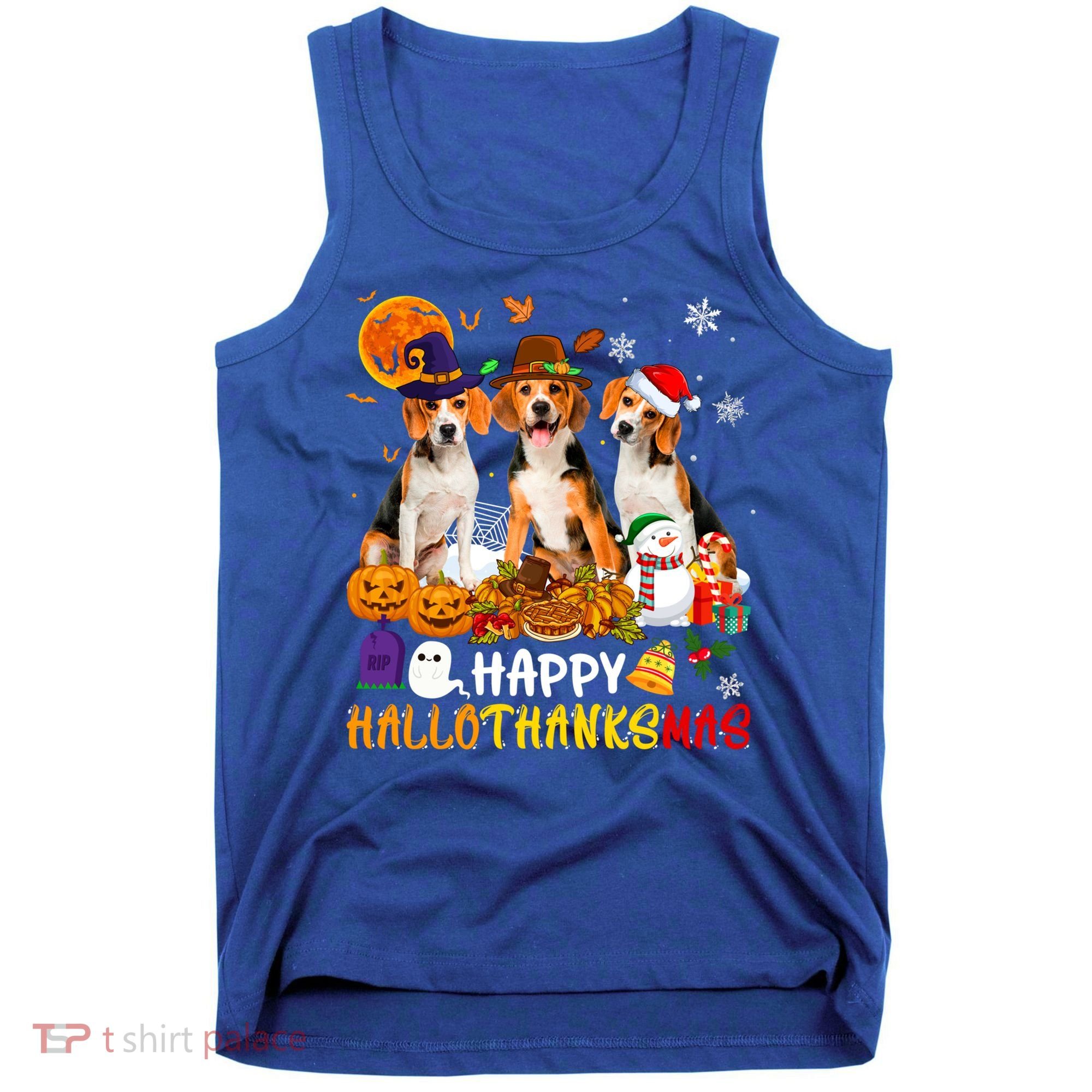Beagle Dog Happy Hallothanksmas Xmas Dog Lover Meaningful Gift Tank Top