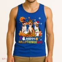 Beagle Dog Happy Hallothanksmas Xmas Dog Lover Meaningful Gift Tank Top thumb 3
