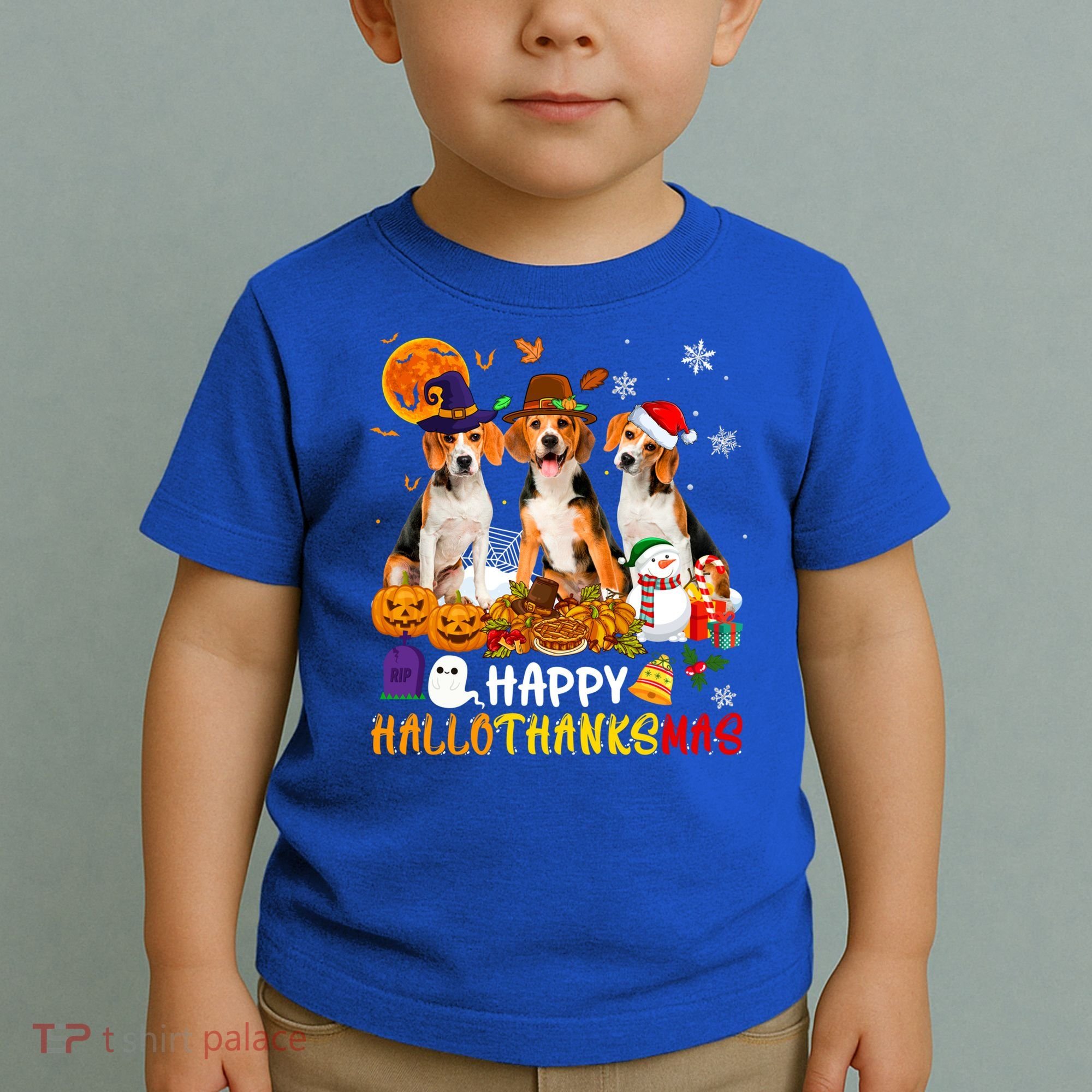 Beagle Dog Happy Hallothanksmas Xmas Dog Lover Meaningful Gift Toddler T-Shirt