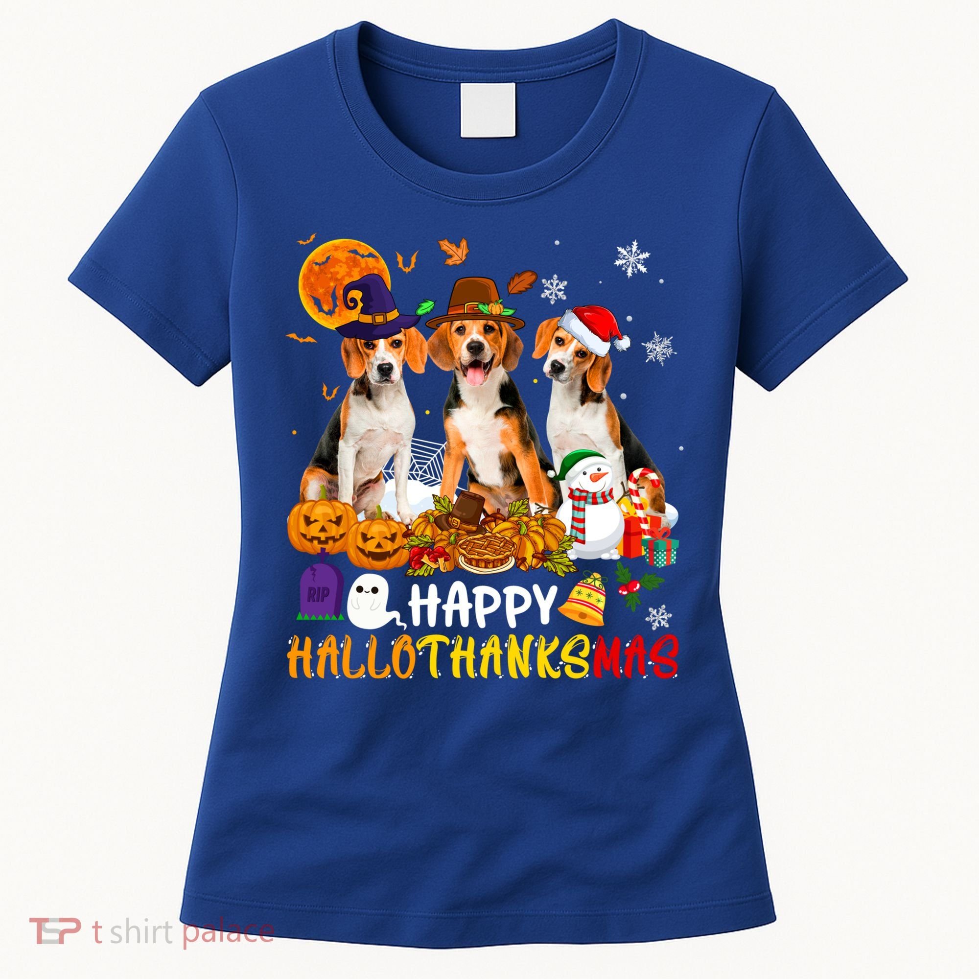 Beagle Dog Happy Hallothanksmas Xmas Dog Lover Meaningful Gift Women's T-Shirt