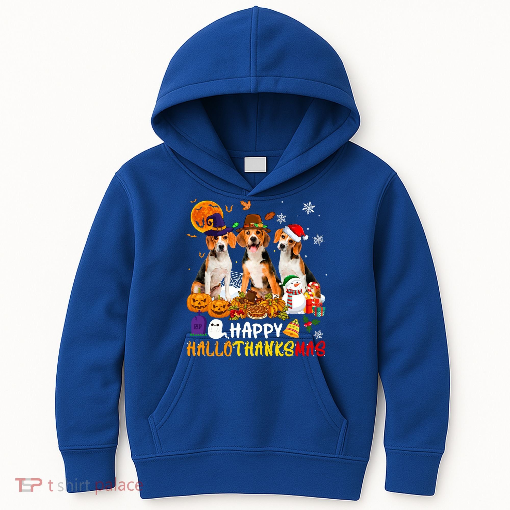 Beagle Dog Happy Hallothanksmas Xmas Dog Lover Meaningful Gift Kids Hoodie