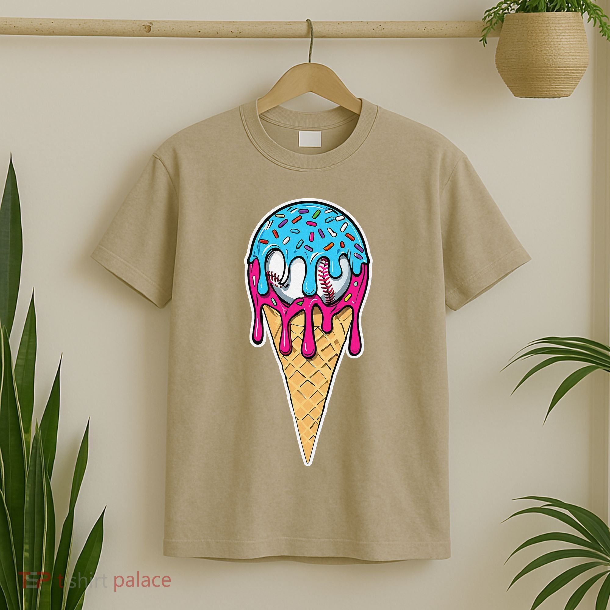 Baseball Drip Home Plate Ice Cream Sport Players  Fans T-Shirt