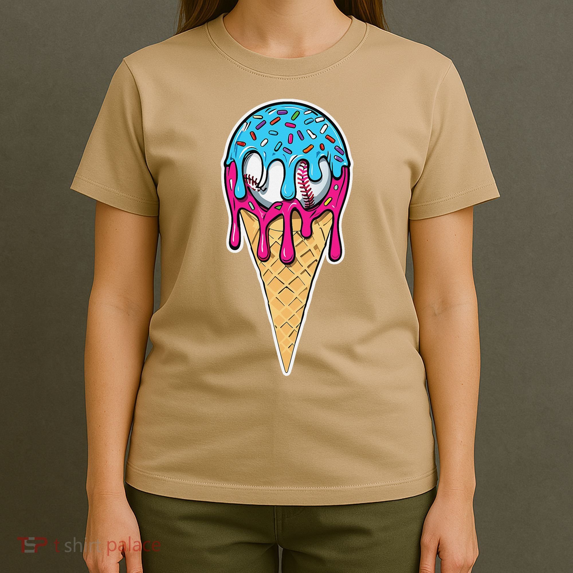 Baseball Drip Home Plate Ice Cream Sport Players  Fans T-Shirt