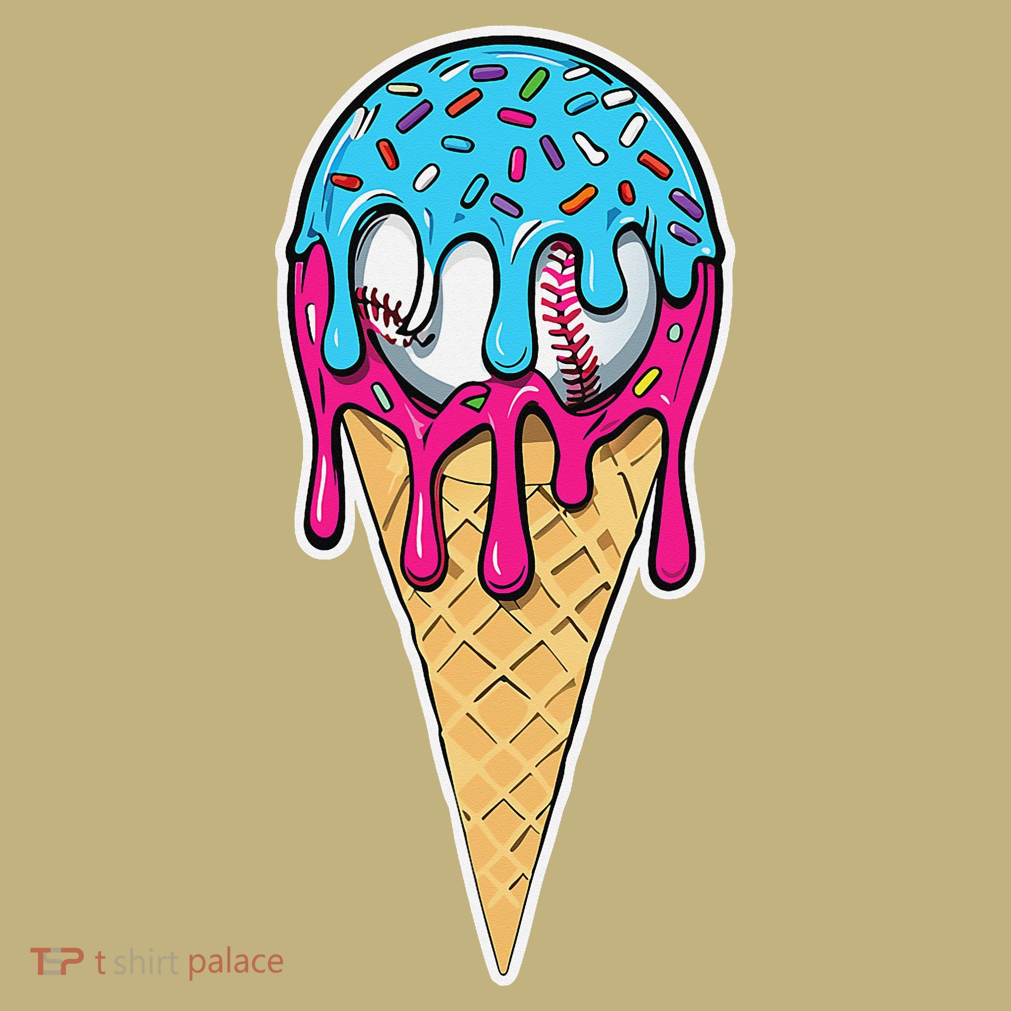 Baseball Drip Home Plate Ice Cream Sport Players  Fans T-Shirt