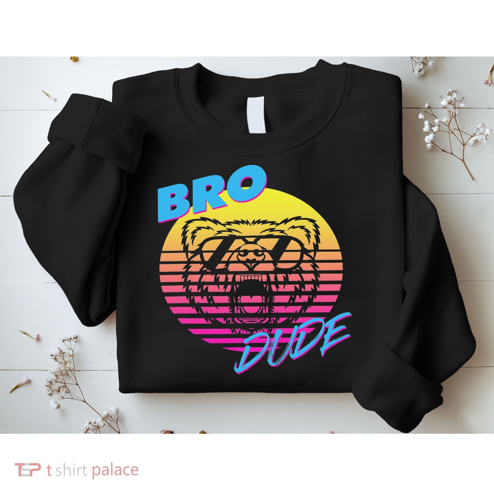 Bro Dude High Energy Retro Wave Frat Party Animal 80s Jock Sweatshirt