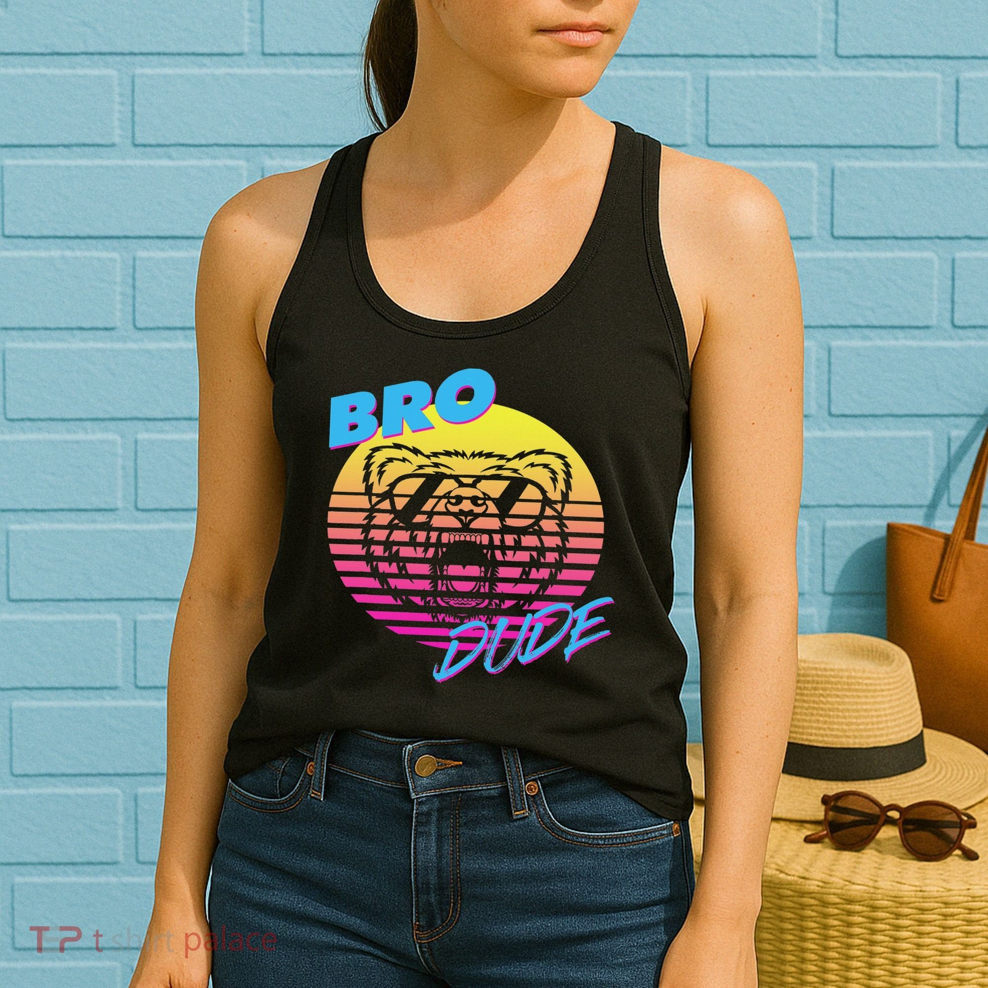 Bro Dude High Energy Retro Wave Frat Party Animal 80s Jock Women's Tank Top