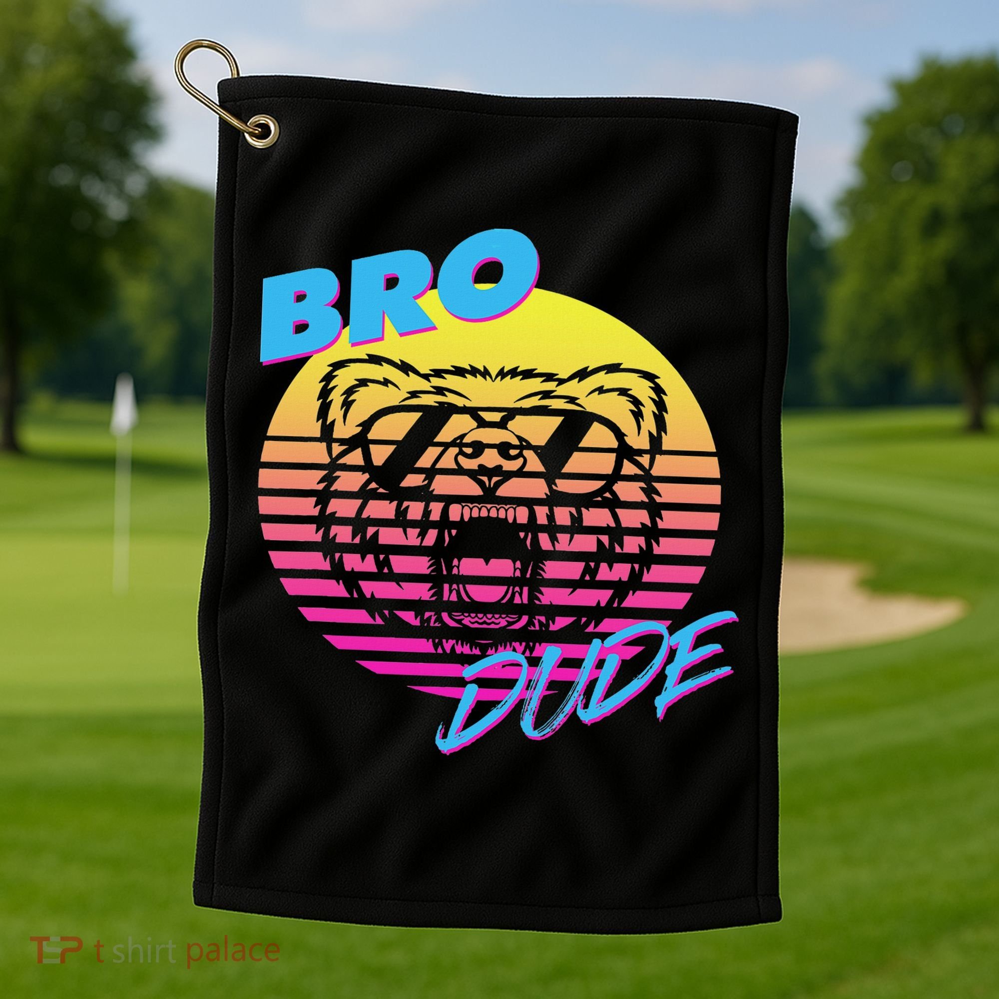 Bro Dude High Energy Retro Wave Frat Party Animal 80s Jock Golf Towel