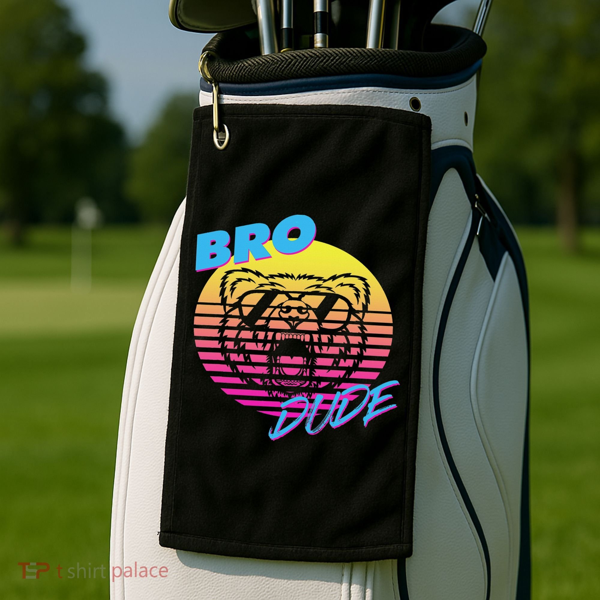 Bro Dude High Energy Retro Wave Frat Party Animal 80s Jock Golf Towel