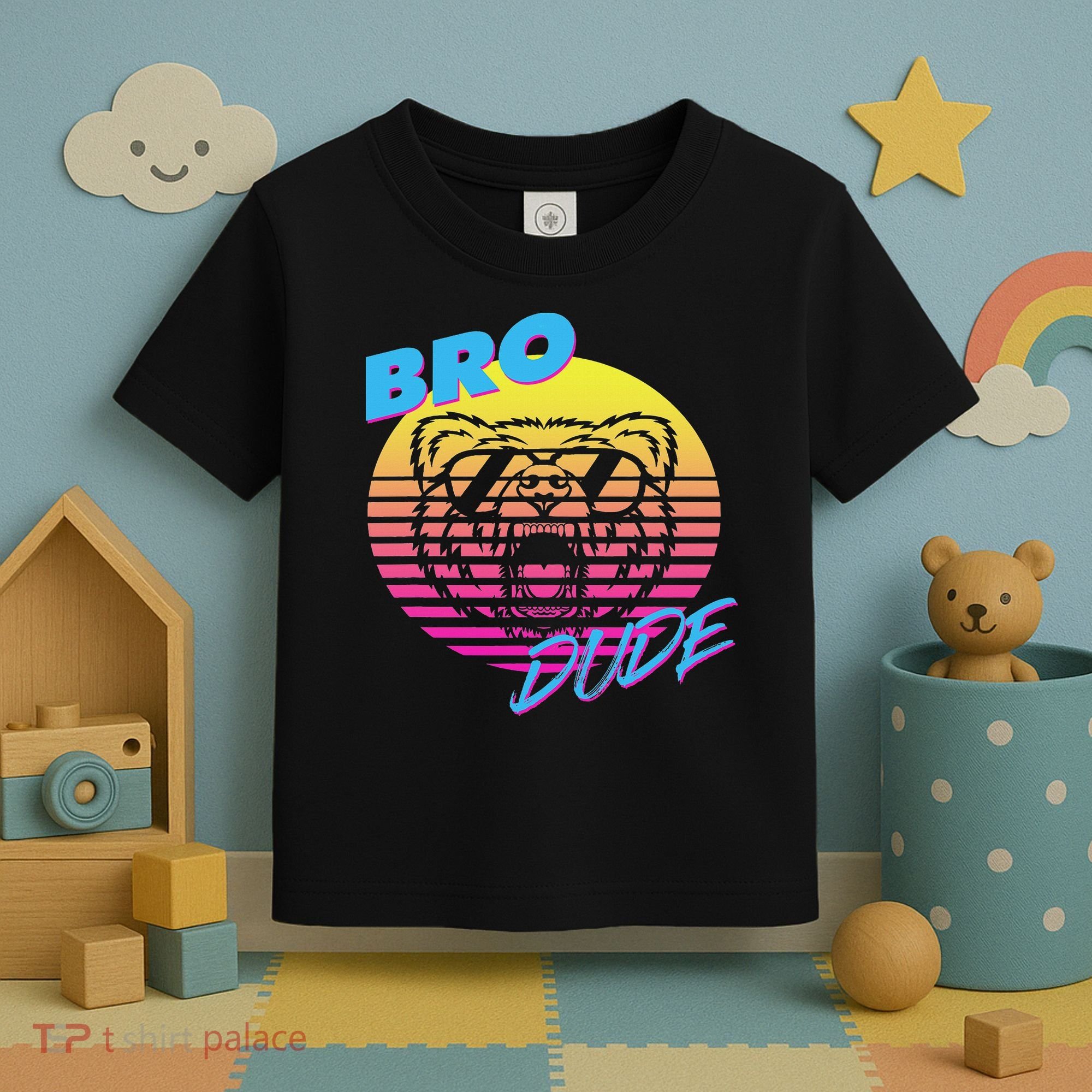 Bro Dude High Energy Retro Wave Frat Party Animal 80s Jock Toddler T-Shirt