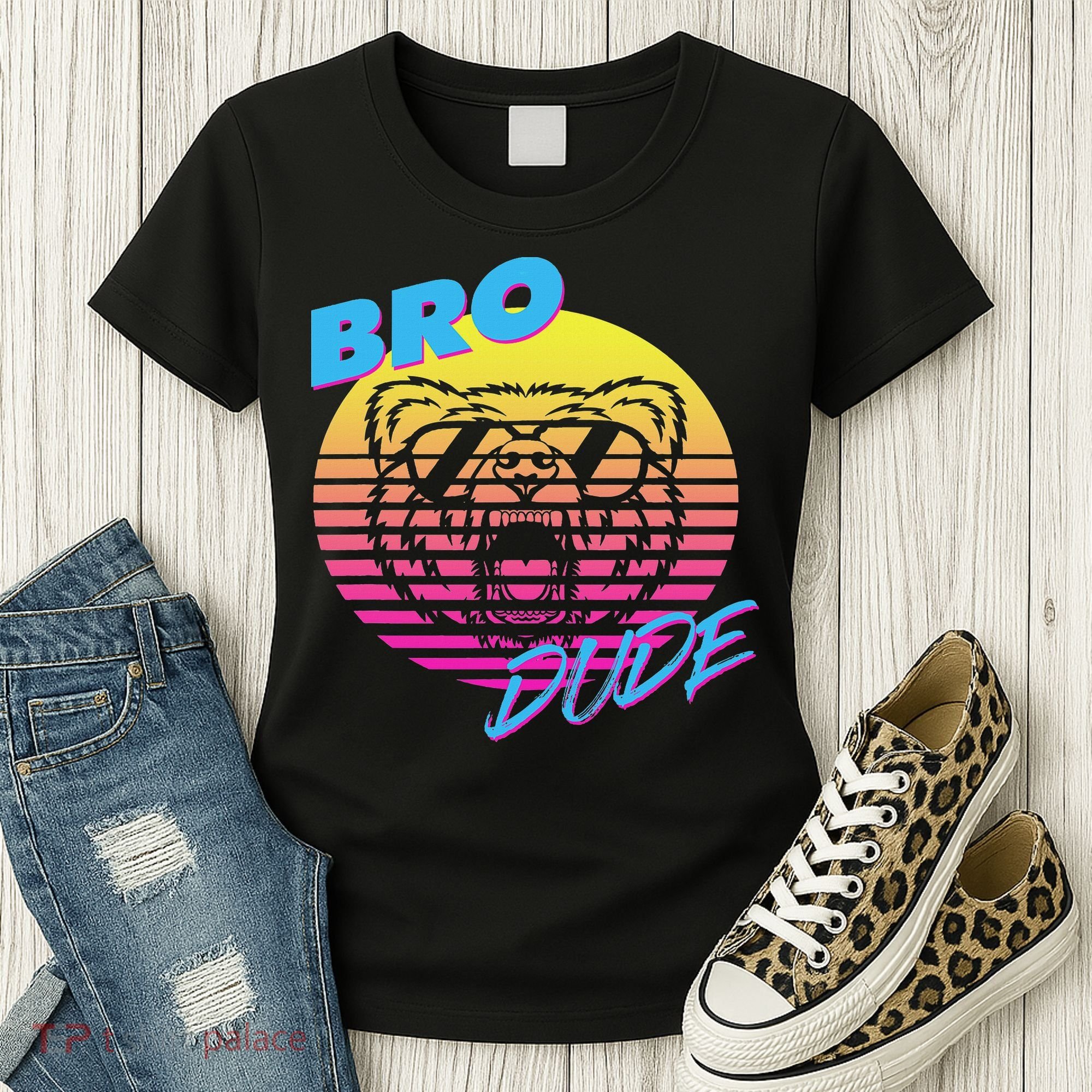 Bro Dude High Energy Retro Wave Frat Party Animal 80s Jock Women's T-Shirt