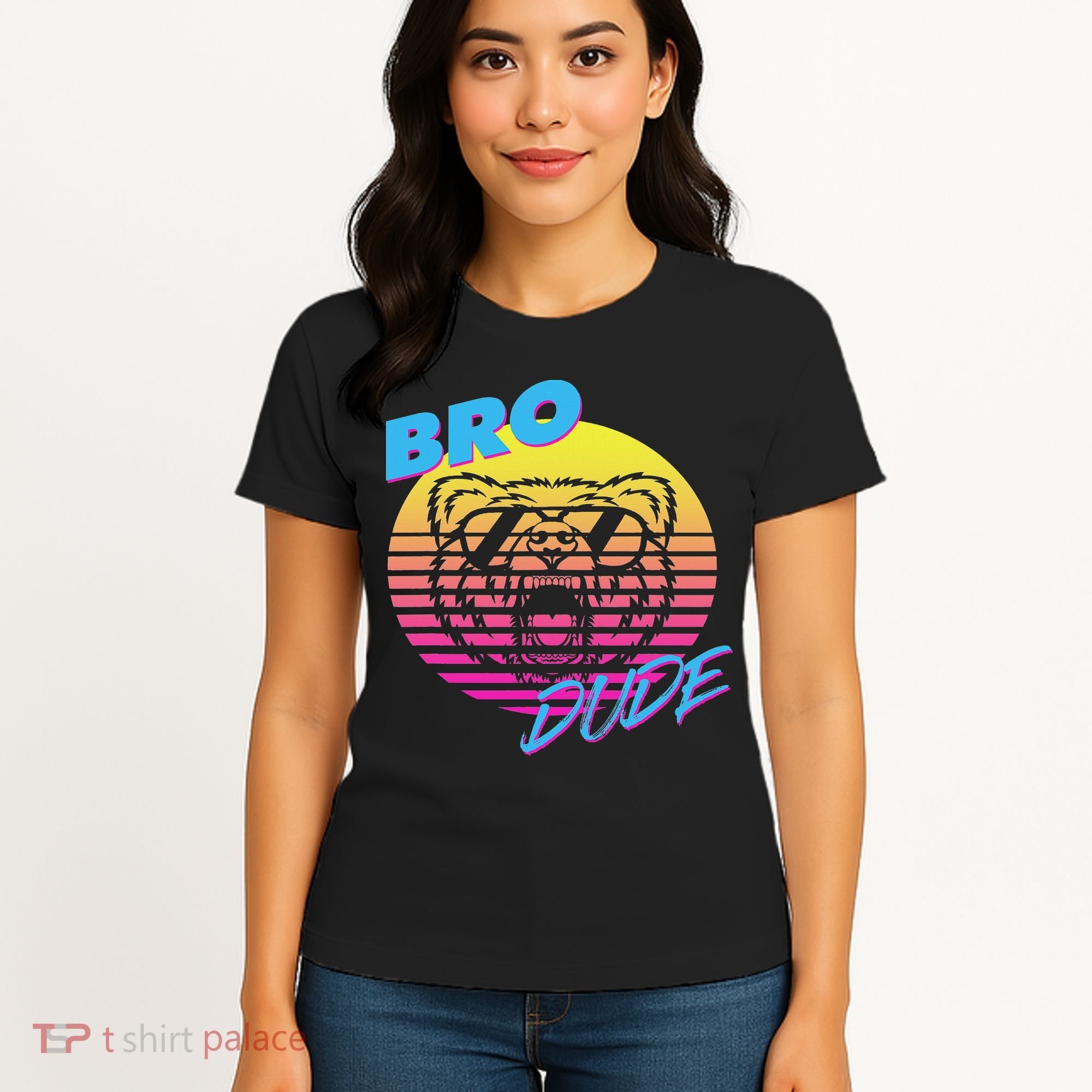 Bro Dude High Energy Retro Wave Frat Party Animal 80s Jock Women's T-Shirt