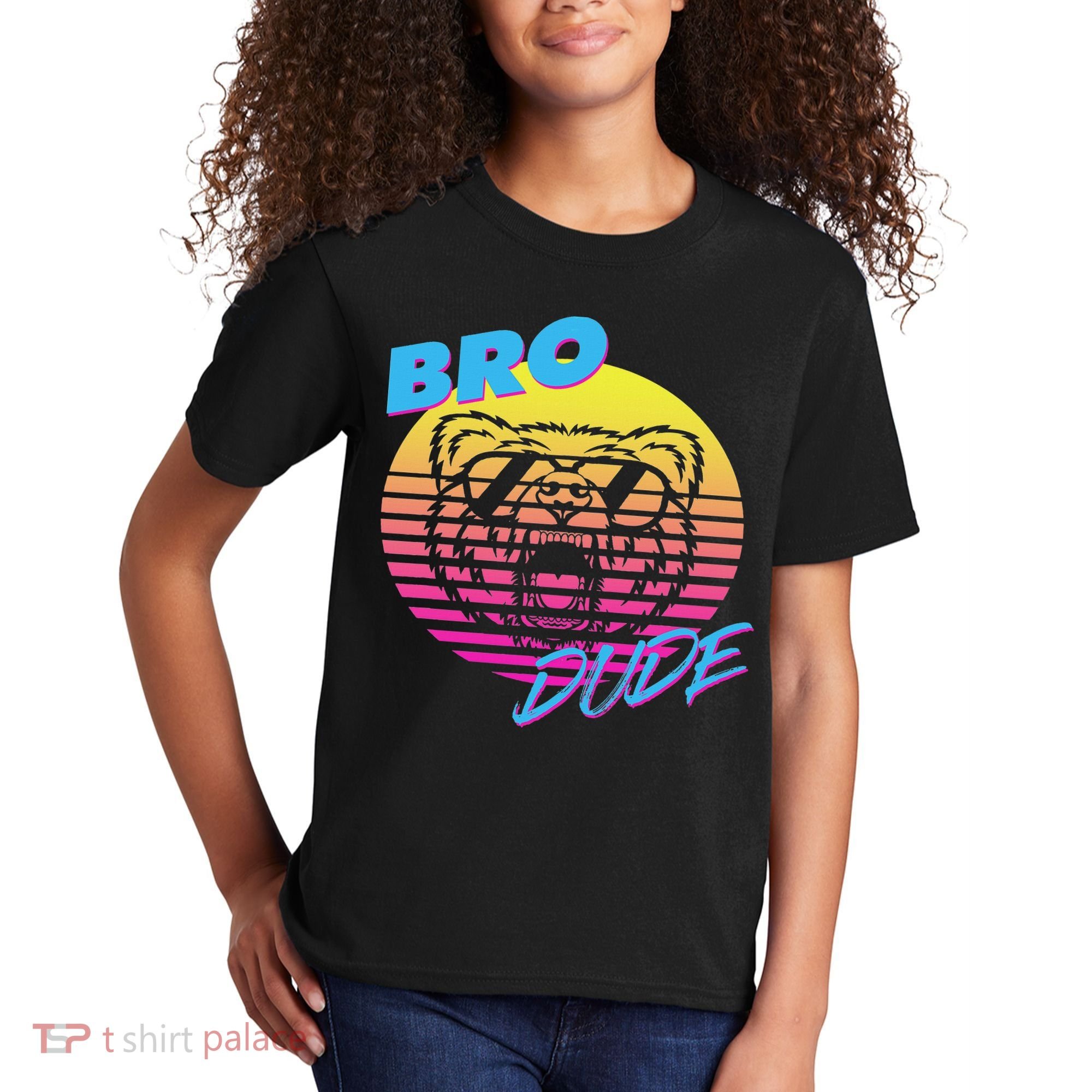 Bro Dude High Energy Retro Wave Frat Party Animal 80s Jock Kids T-Shirt