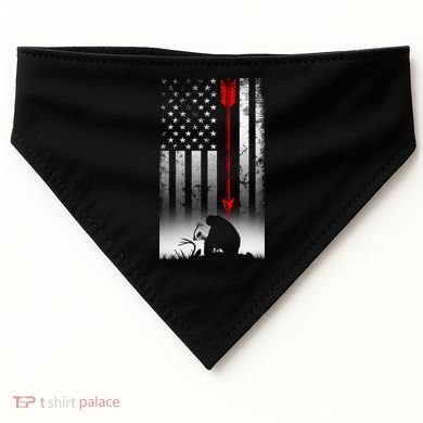 Bow Deer Hunting American Flag Gift For Bow Hunting Gift USA-Made Doggie Bandana