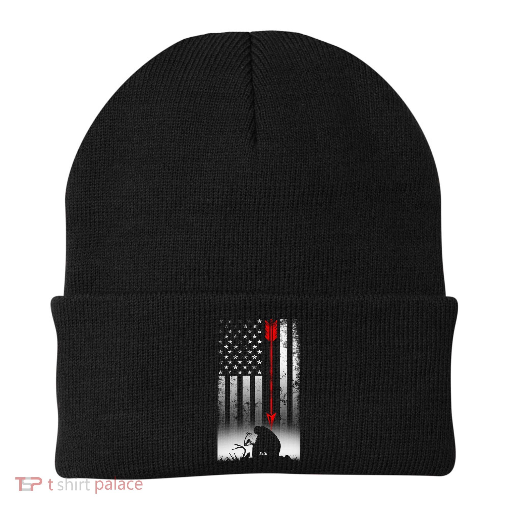 Bow Deer Hunting American Flag Gift For Bow Hunting Gift Beanie