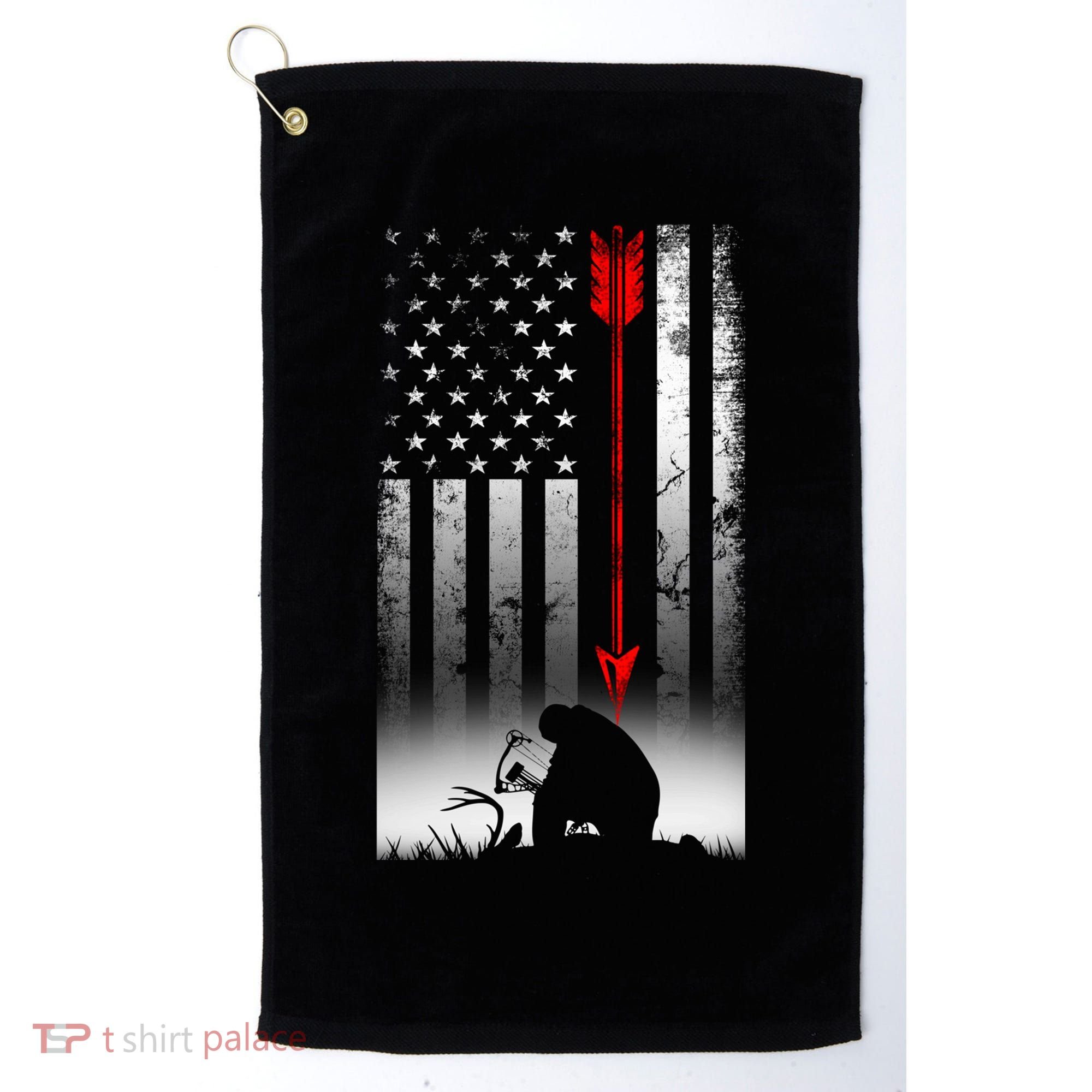 Bow Deer Hunting American Flag Gift For Bow Hunting Gift Golf Towel