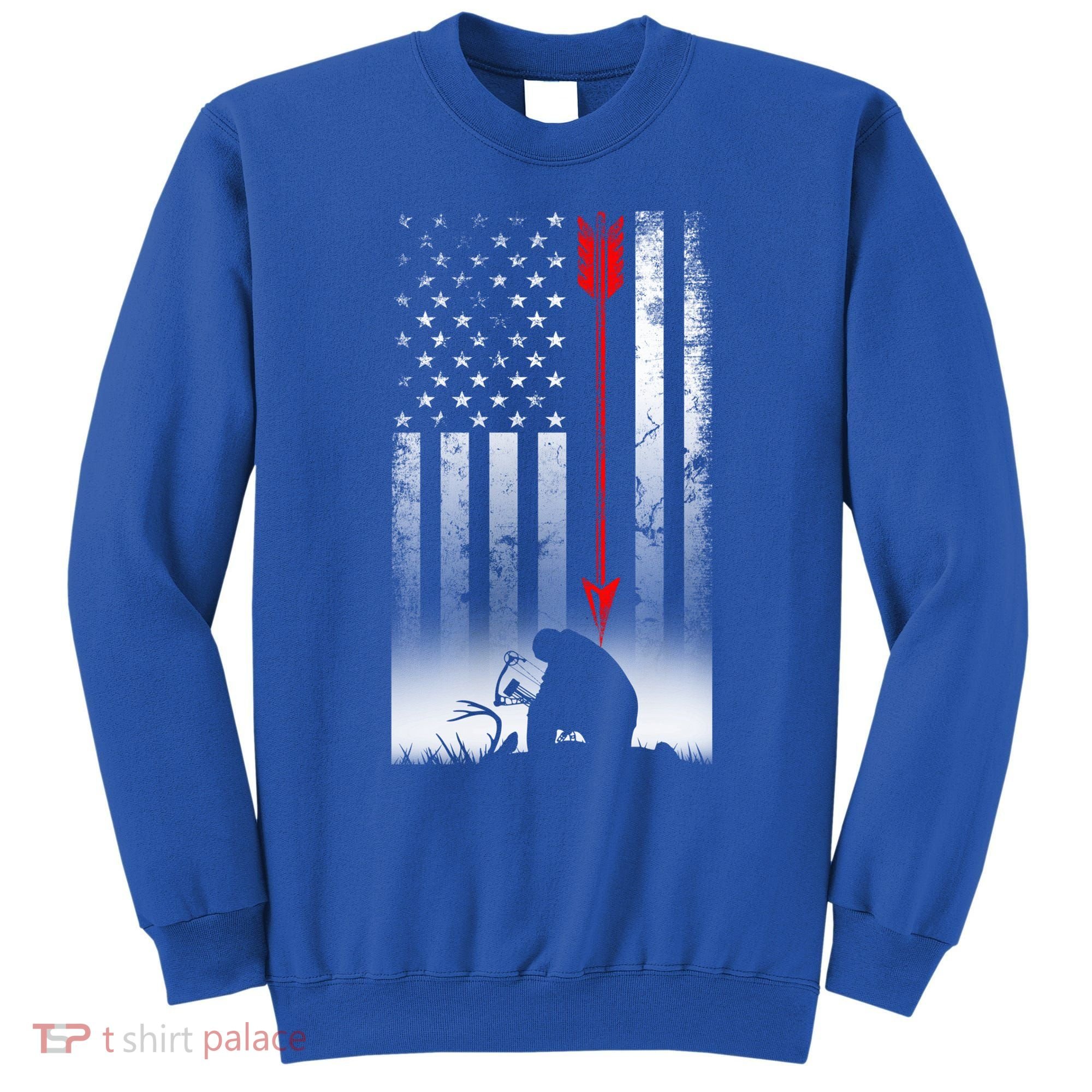 Bow Deer Hunting American Flag Gift For Bow Hunting Gift Sweatshirt