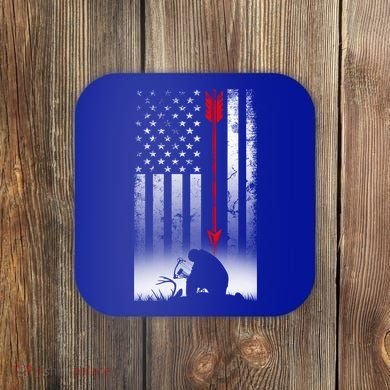 Bow Deer Hunting American Flag Gift For Bow Hunting Gift Coaster
