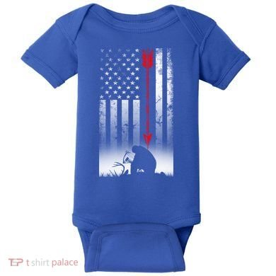 Bow Deer Hunting American Flag Gift For Bow Hunting Gift Baby Bodysuit