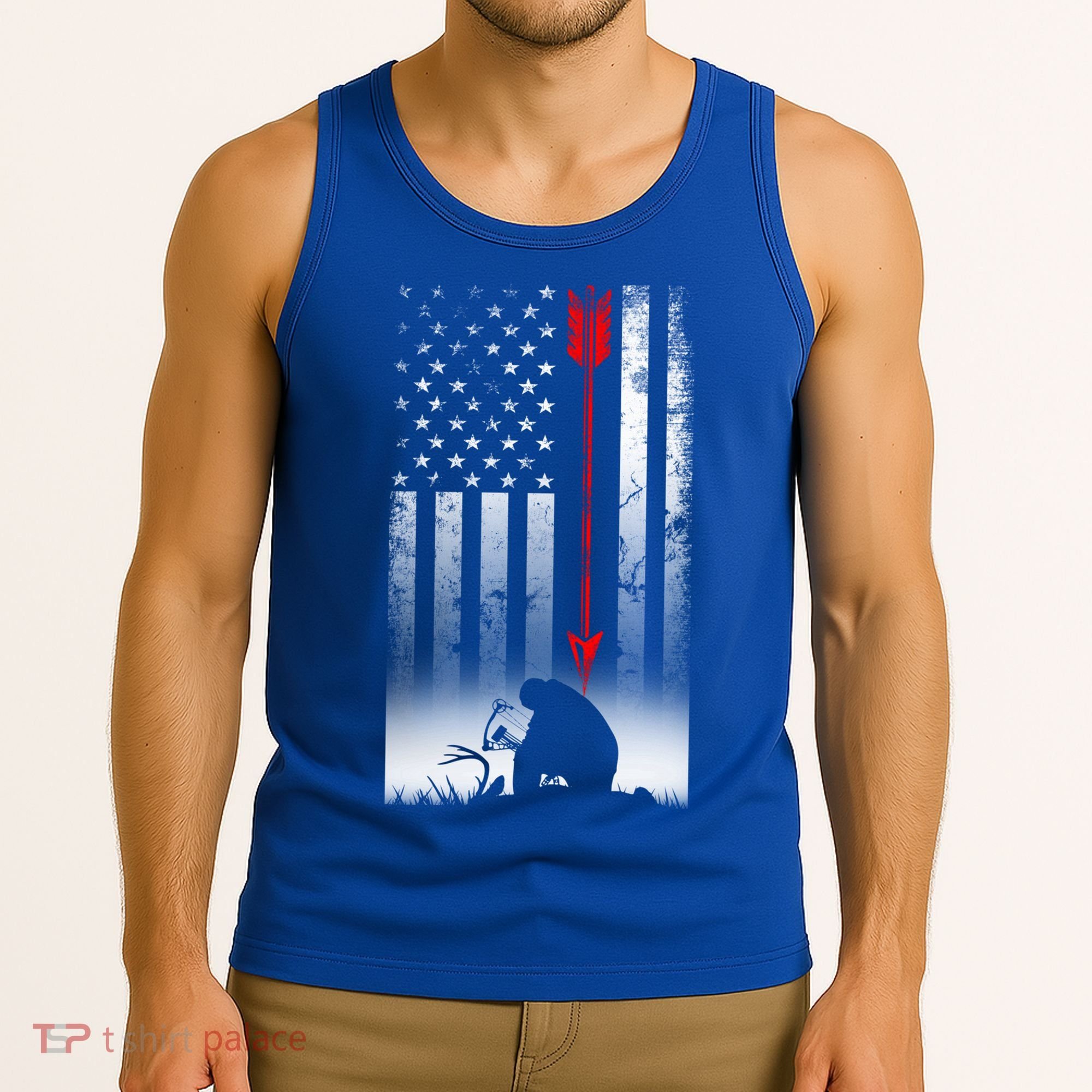 Bow Deer Hunting American Flag Gift For Bow Hunting Gift Tank Top