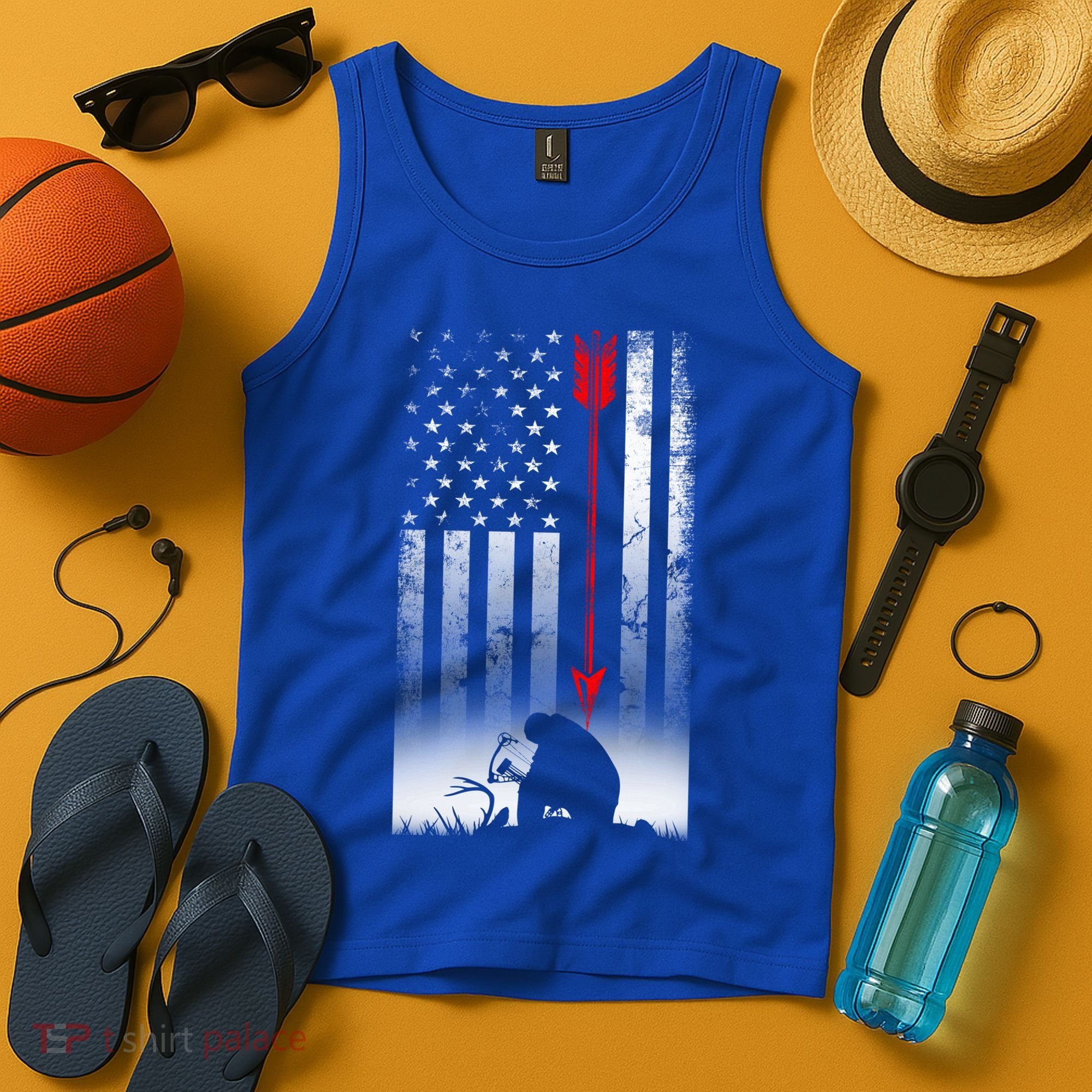 Bow Deer Hunting American Flag Gift For Bow Hunting Gift Tank Top