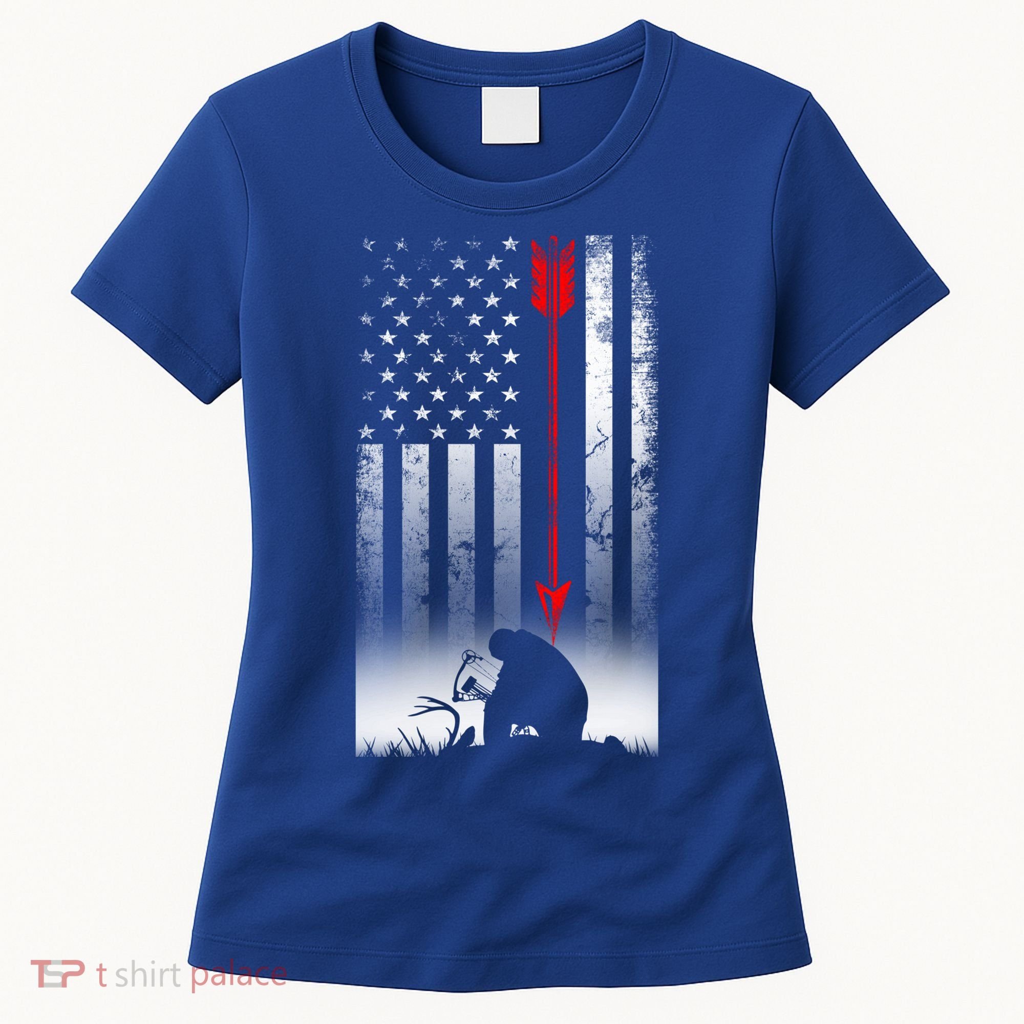 Bow Deer Hunting American Flag Gift For Bow Hunting Gift Women's T-Shirt
