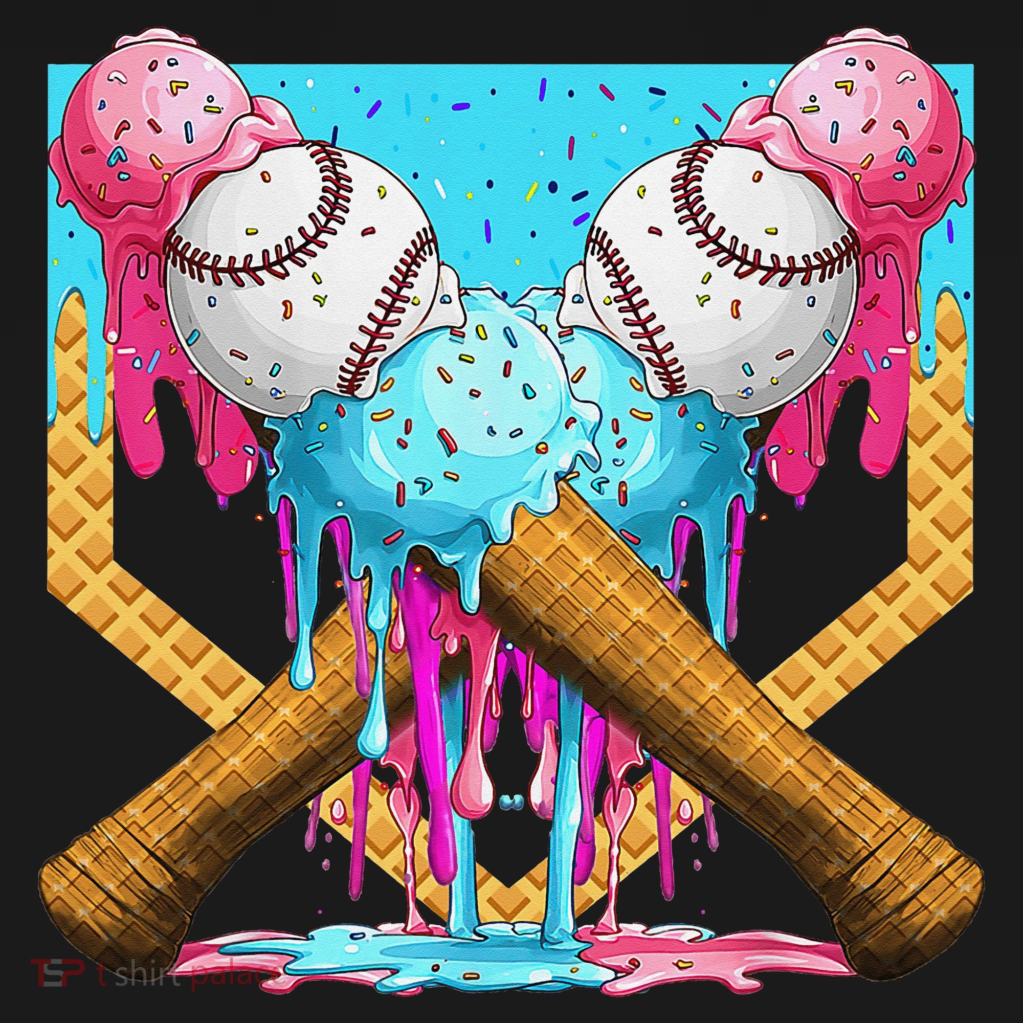 Baseball Drip Home Plate Ice Cream Sport Players  Fans Women's Tank Top