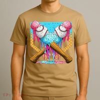 Baseball Drip Home Plate Ice Cream Sport Players  Fans T-Shirt thumb 3