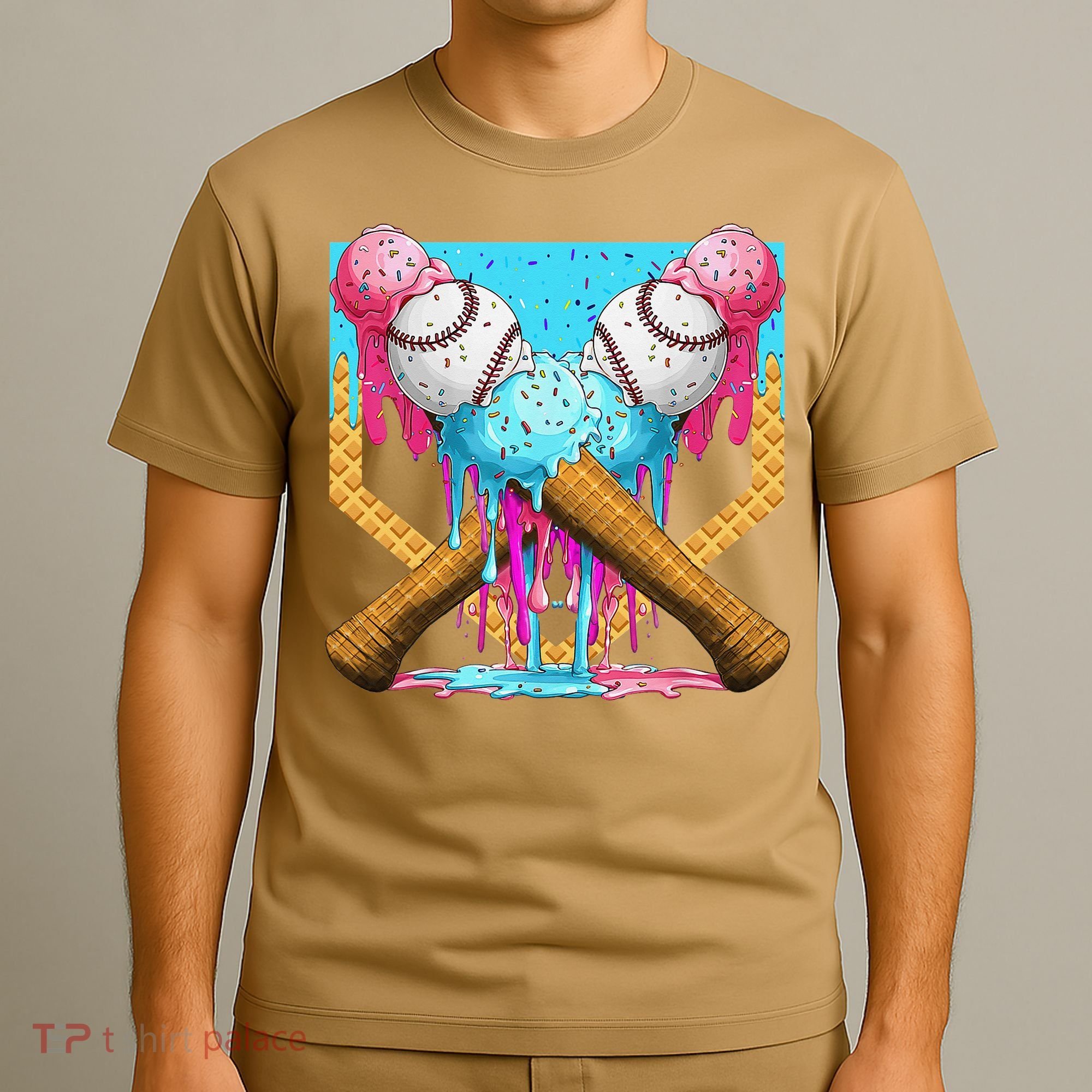 Baseball Drip Home Plate Ice Cream Sport Players  Fans T-Shirt