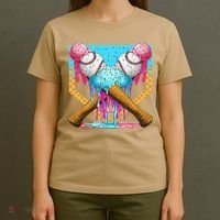 Baseball Drip Home Plate Ice Cream Sport Players  Fans T-Shirt thumb 4