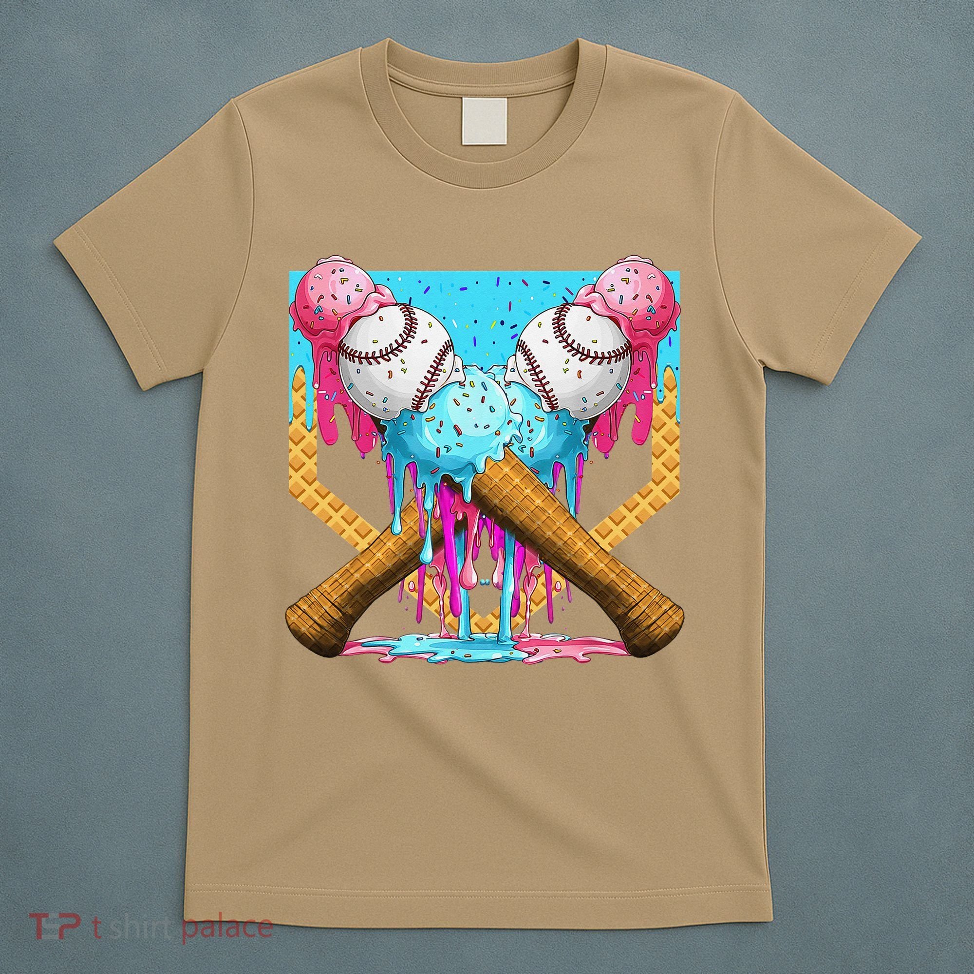 Baseball Drip Home Plate Ice Cream Sport Players  Fans T-Shirt
