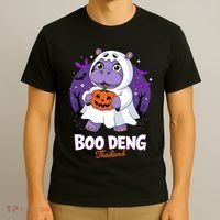 Boo Deng Halloween Costume Cute Baby Hippo Moo Deng Funny T-Shirt thumb 3